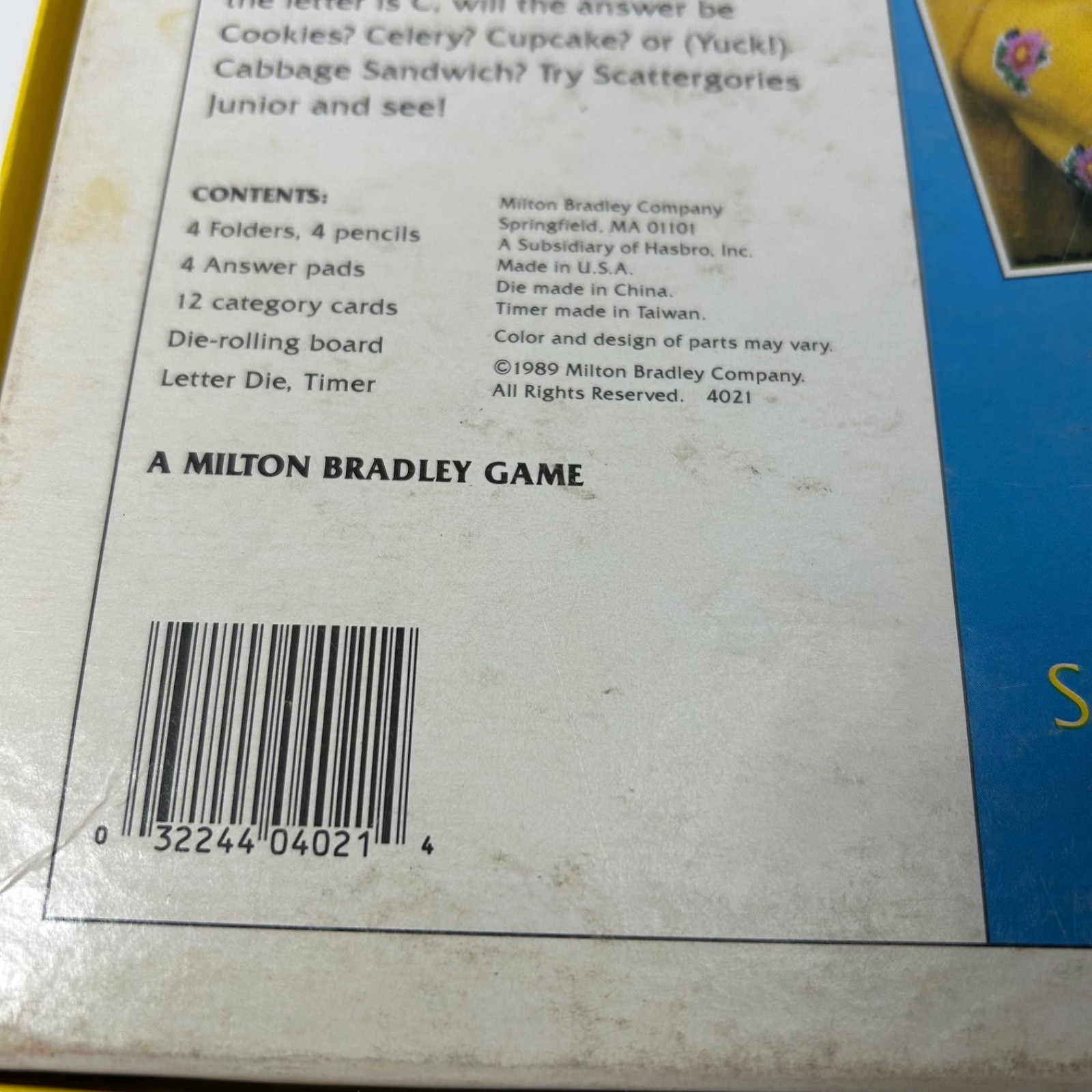 Scattergories Junior COMPLETE Milton Bradley 1989 Words Party Kids Family