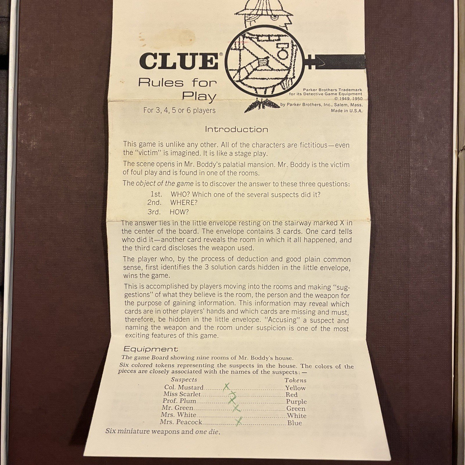 Clue Classic Detective Board Game 1986 Parker Brothers Complete 0045
