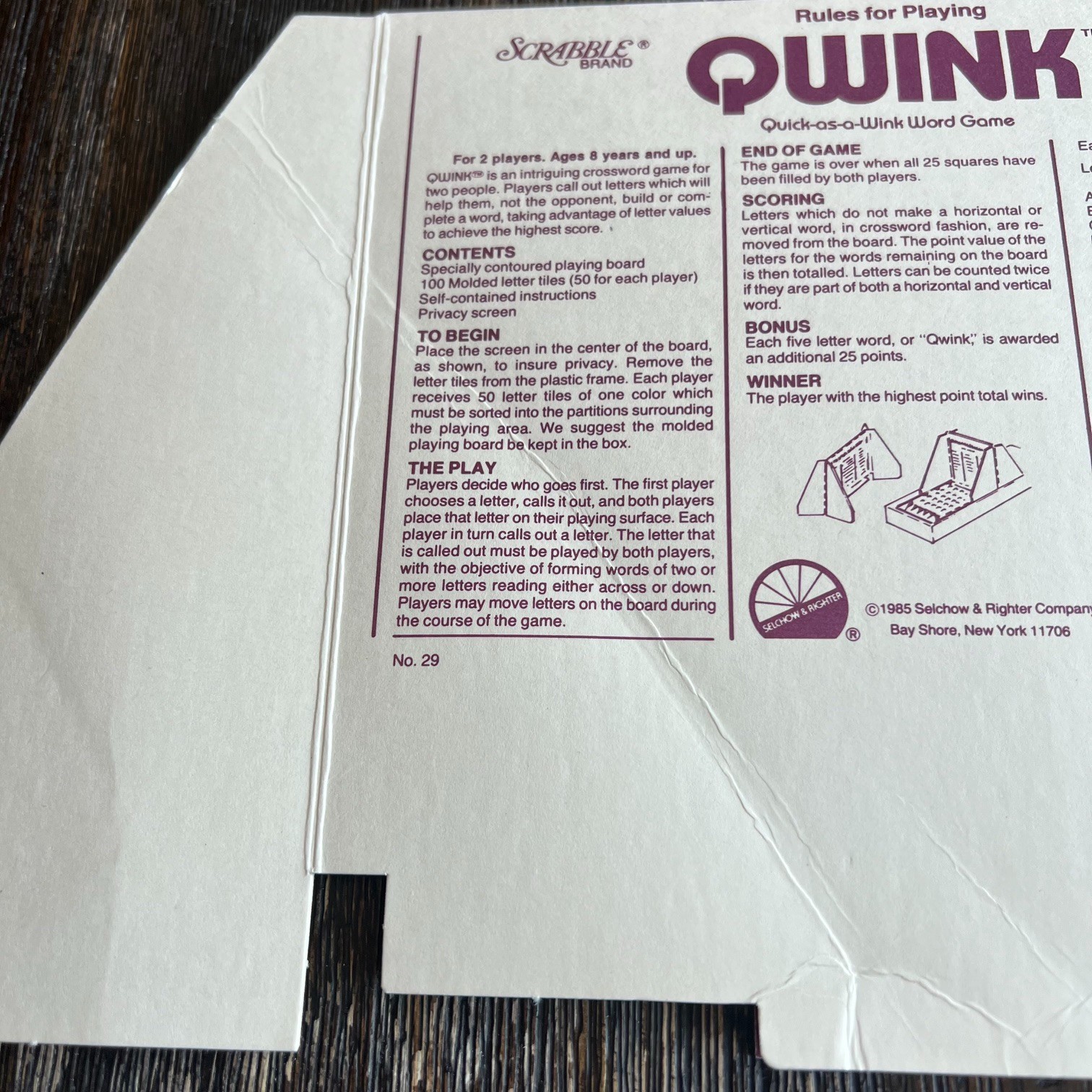 Scrabble Qwink Quick As A Wink Word Game Vintage Selchow & Righter Complete 1985