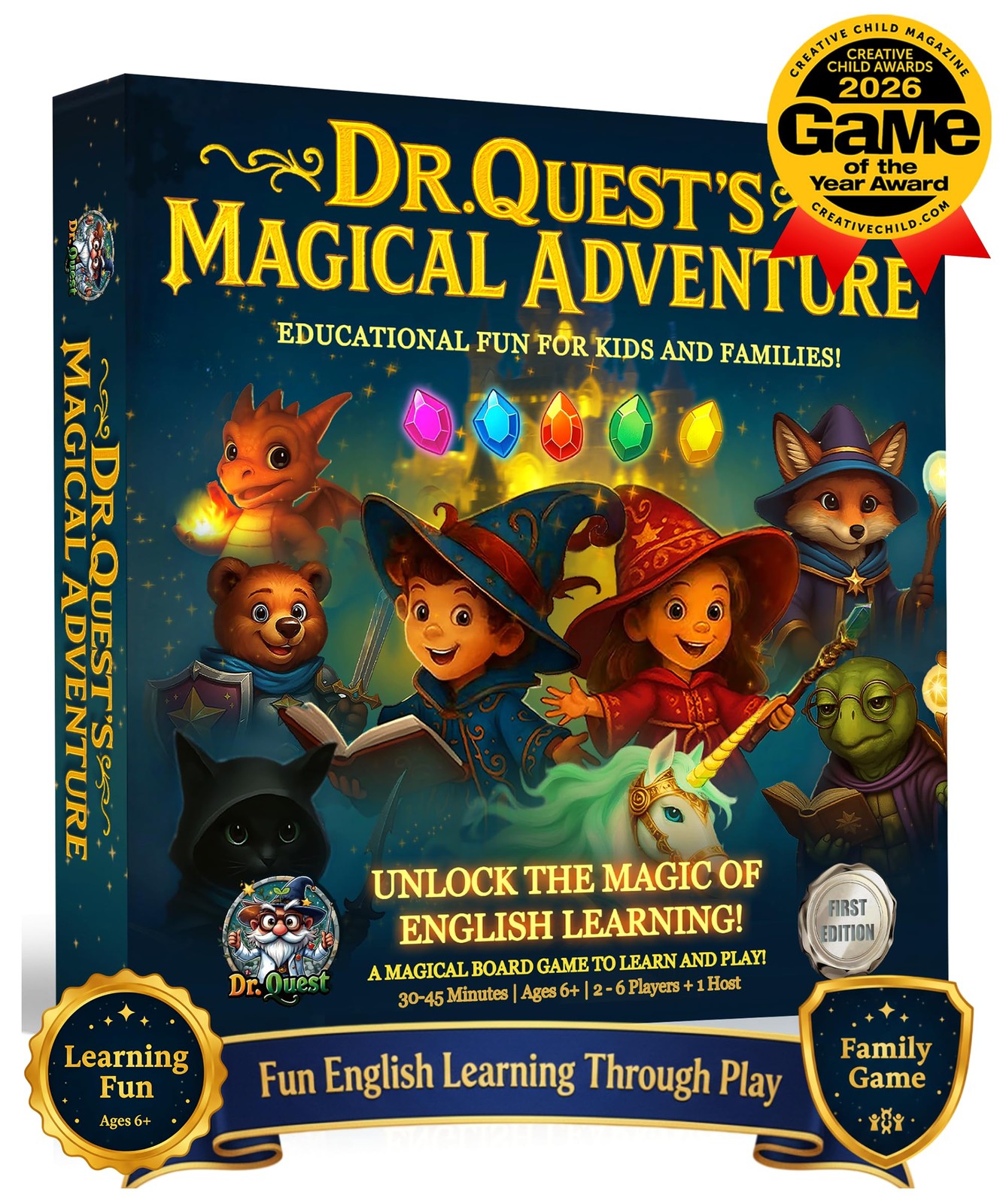 Dr. Quest’s Magical Adventure–Educational Board Game for Kids 8-12 Learn Spellin