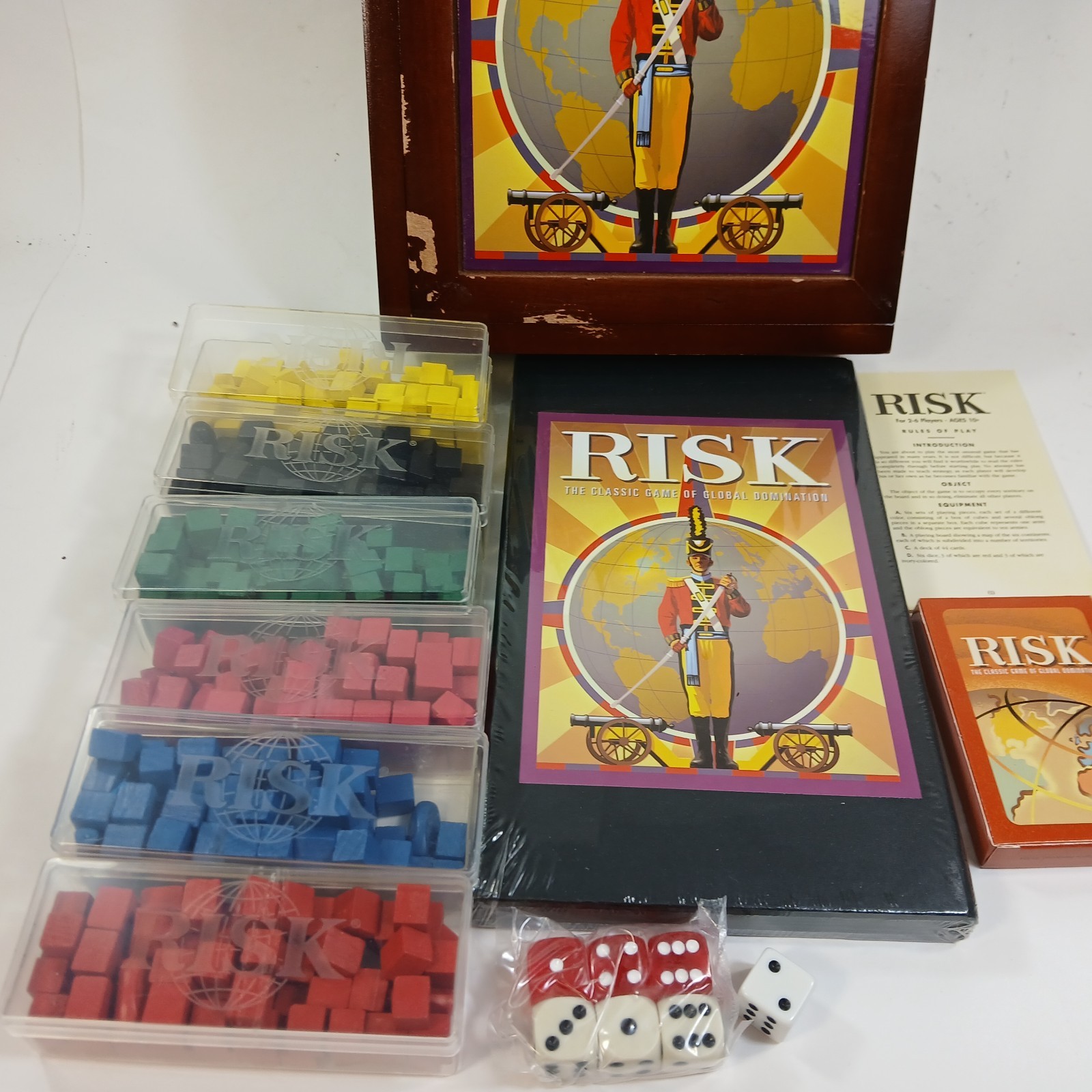 RISK Vintage Game Collection Bookshelf Box Wooden Case Strategy Parker Brothers