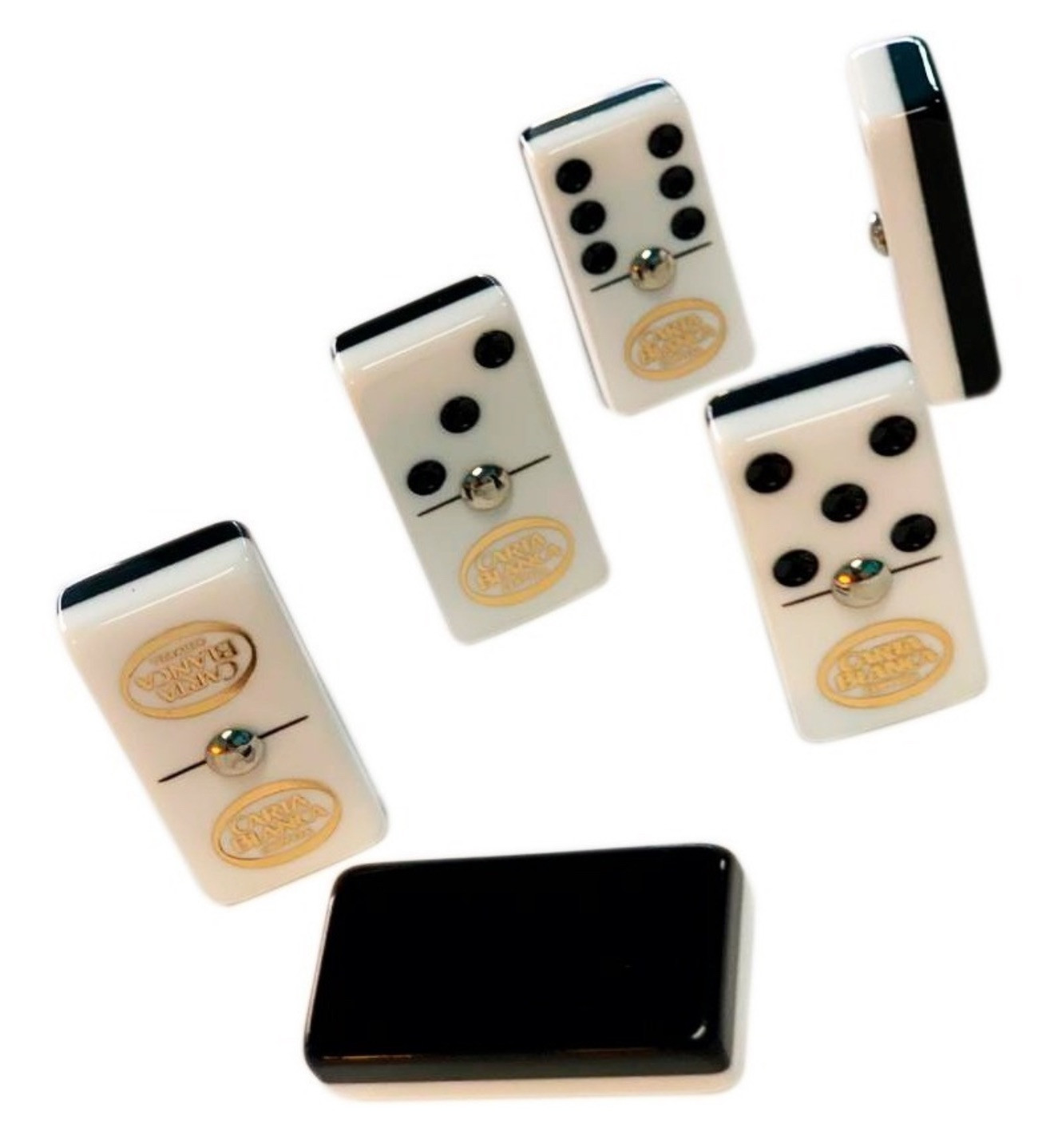 Domino Carta Blanca Profesional Blanco Y Negro Caja Madera
