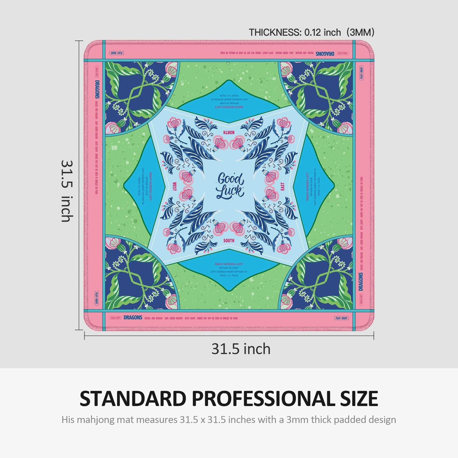 Mahjong Mat, 31.5×31.5 Inches Mahjong mat for Table, Anti-Slip Noise Reduct