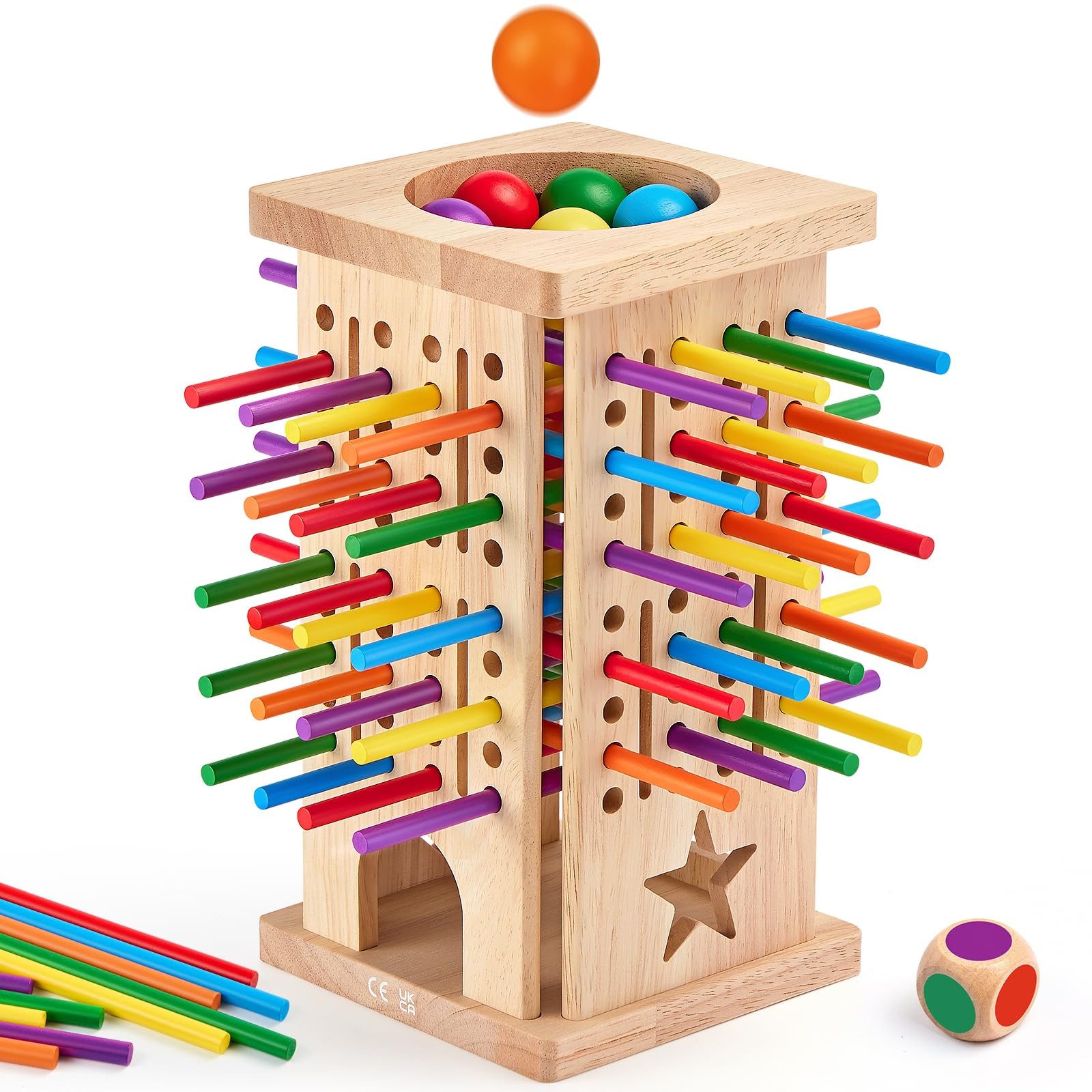 Montessori Wooden Board Games, 42 Colorful Sticks Math Learning Toys for 3 4 …