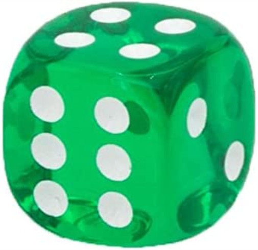 Chessex Says: D6 CHX23805 12mm Translucent Green/White (36)