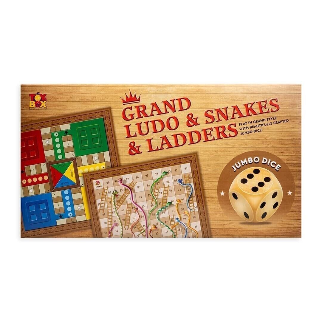 Grand Ludo and Snakes & Ladders Board Game with Jumbo Size Wooden Dice