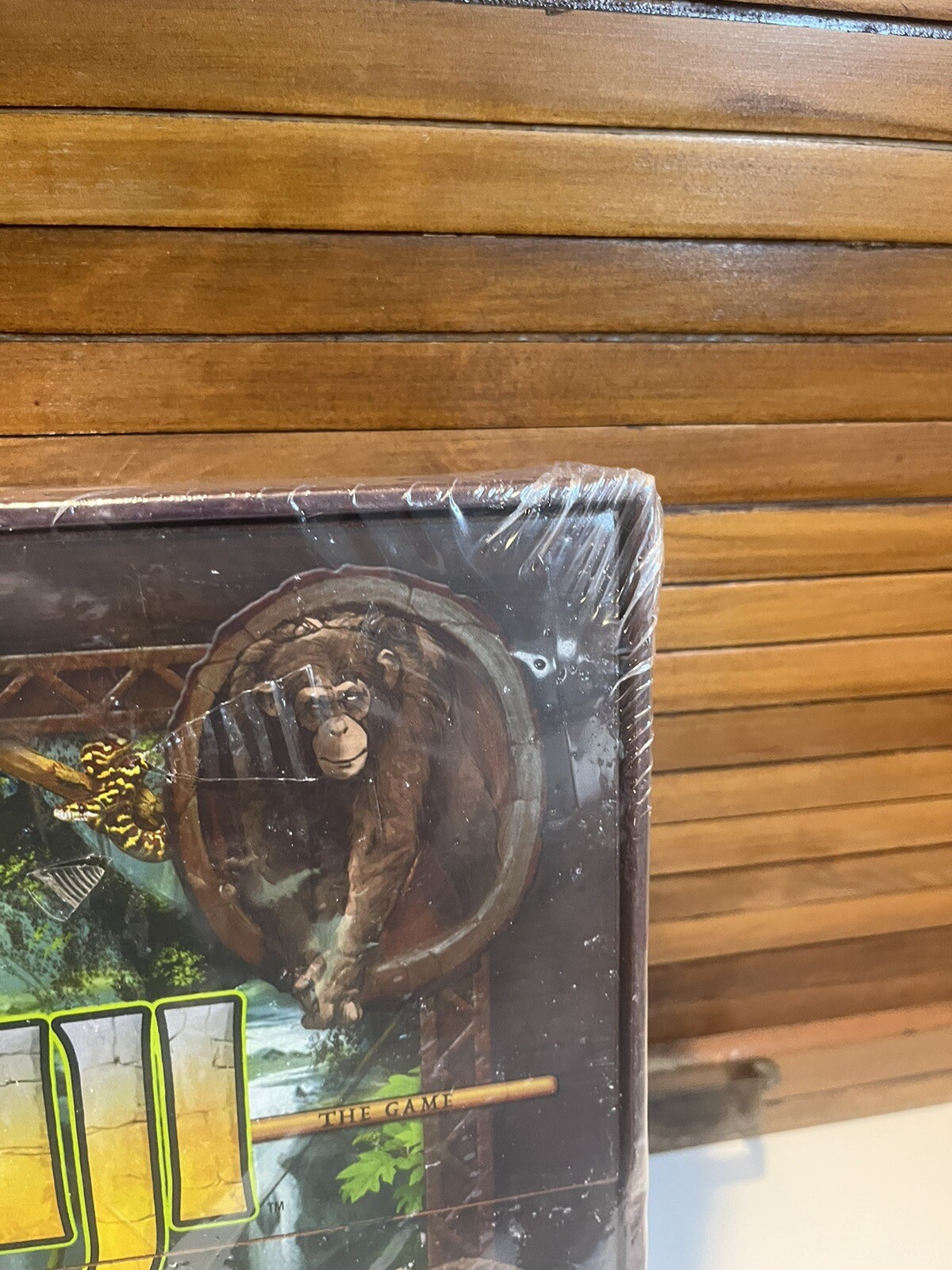 Jumanji The Game Wooden Box Classic Adventure Board Game NEW Plastic Ripped