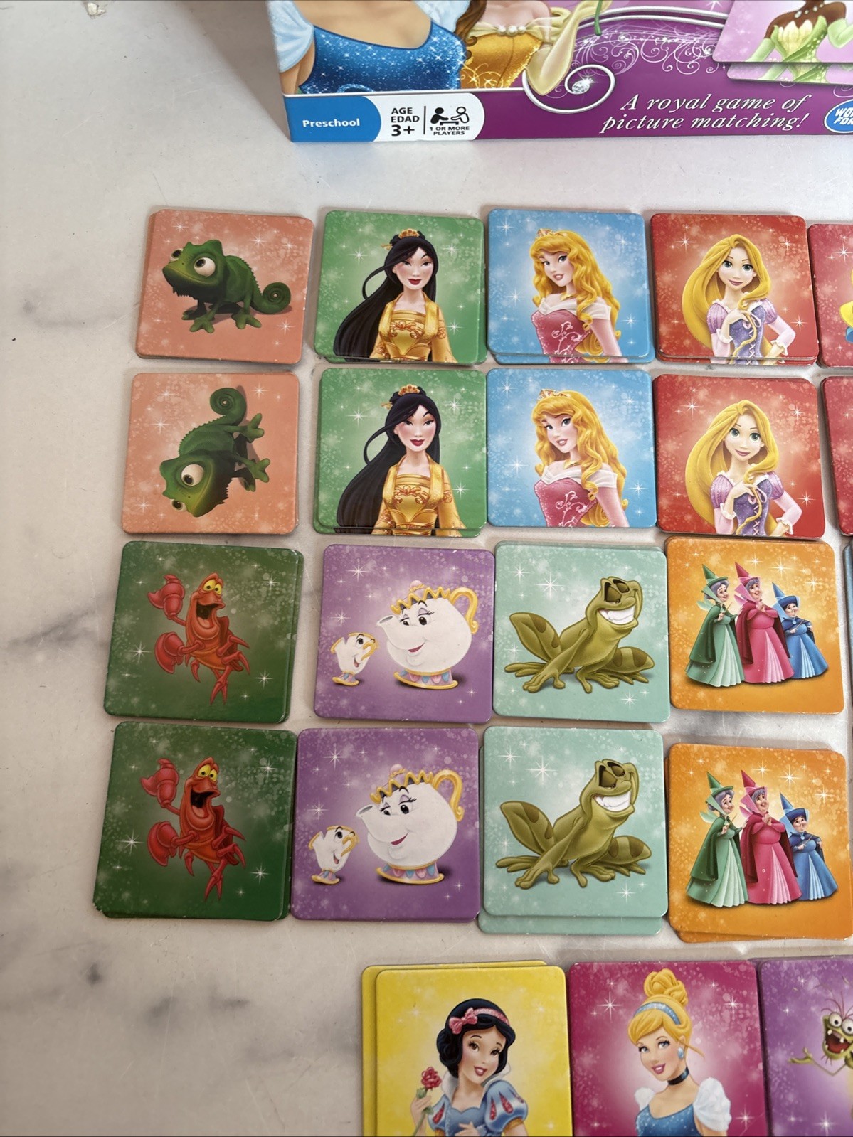 Disney Princess Matching Game Picture Tiles Memory Wonder Forge 100% Complete