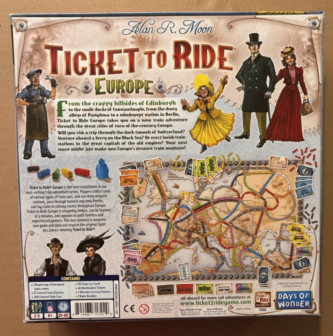 2016 Ticket To Ride Europe Board Game – New, Open Box, Complete, Sealed Cards