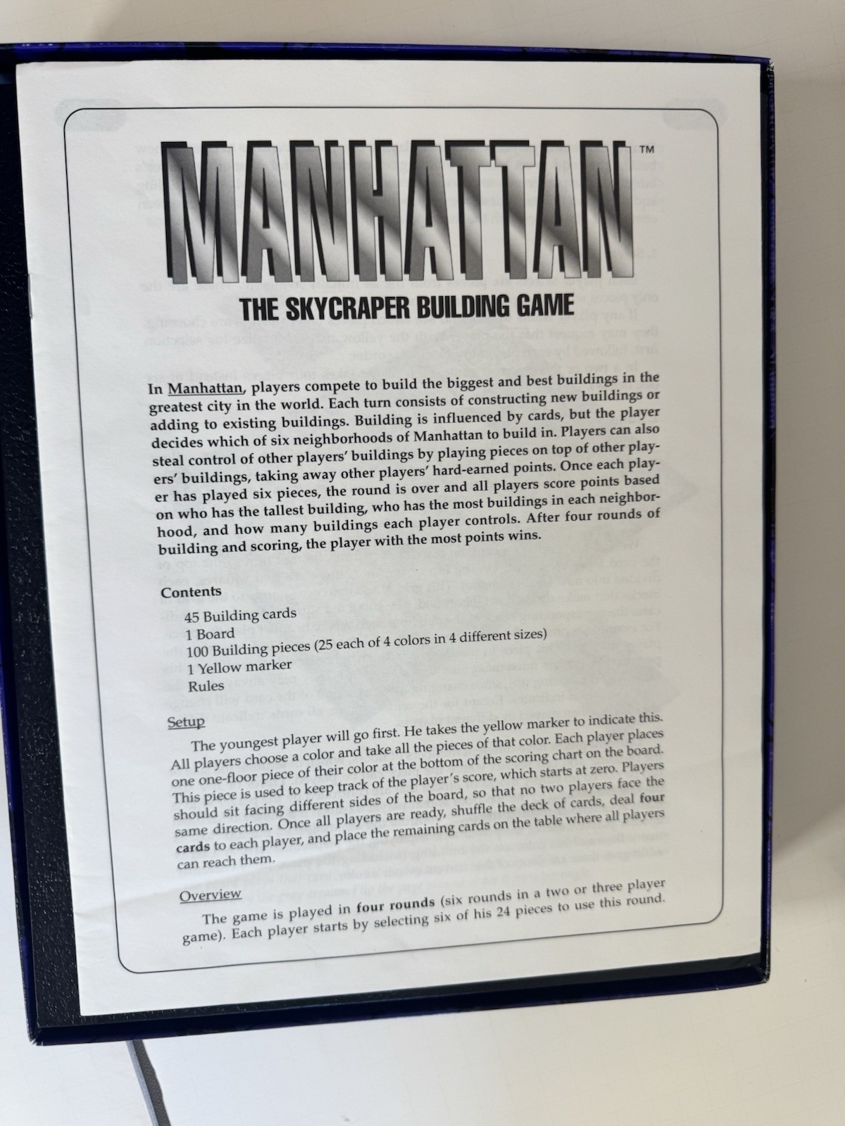 Complete- VTG Manhattan Mayfair Games Board Game 1996 Skyscraper Building