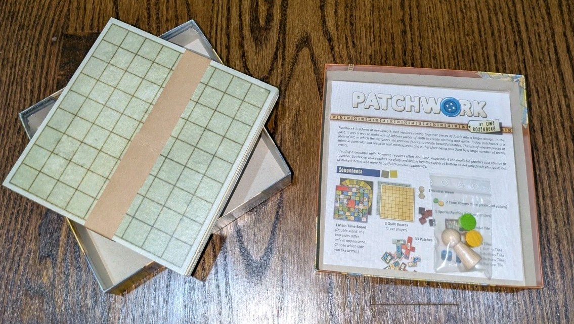 Patchwork Boardgame Uwe Rosenberg Lookout Games Complete Sewing Tile Game Vtg