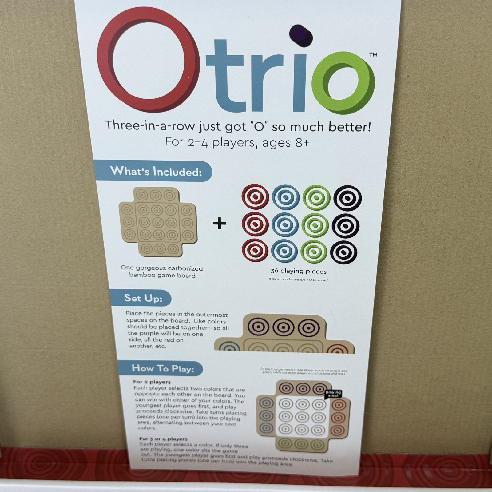 Otrio Deluxe Strategy Game By Marbles Brain Workshop Wooden Board 8+ Years
