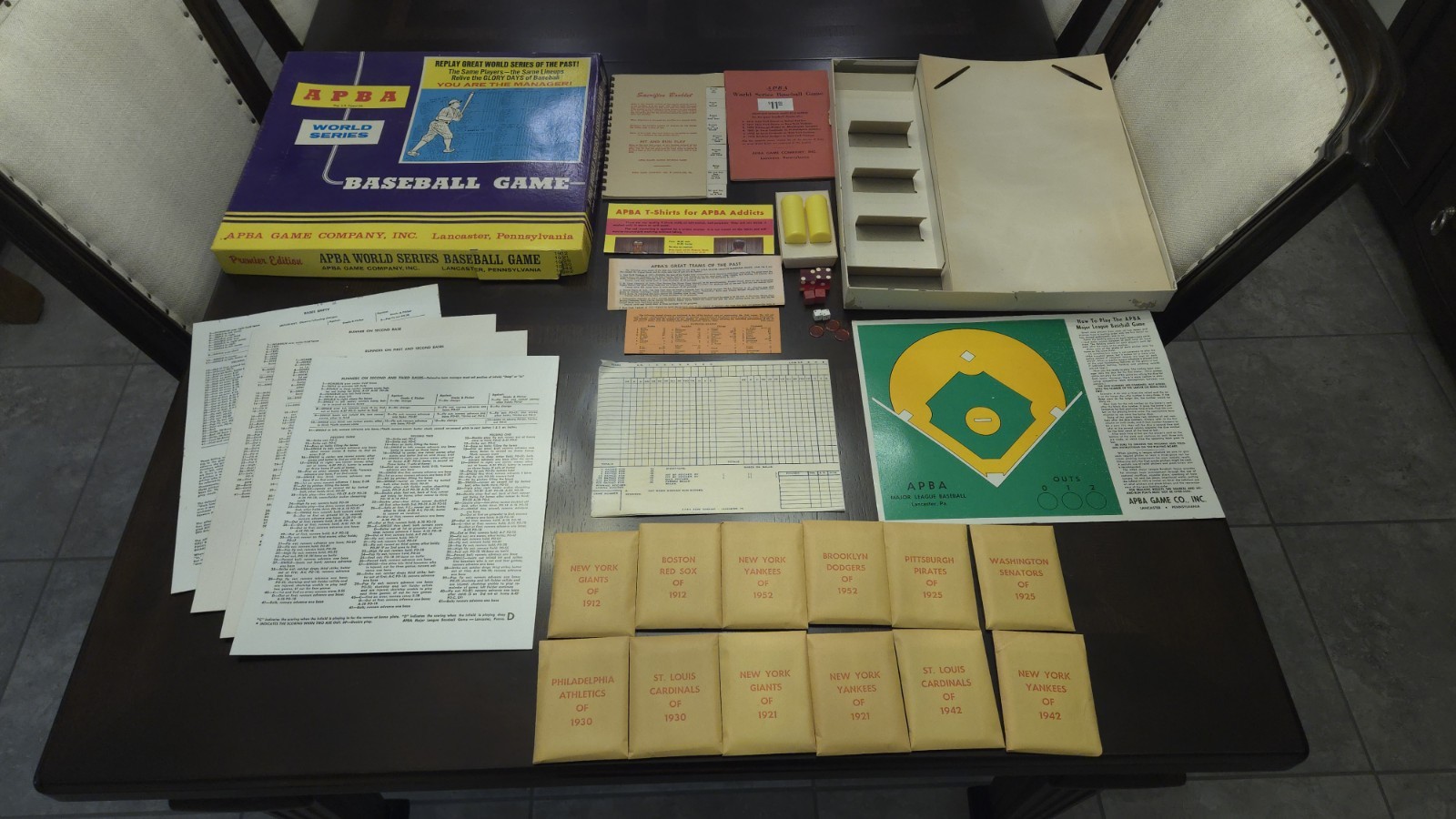 Vintage APBA World Series Baseball Game Complete 12 Teams + 1941 Flyer Ephemera
