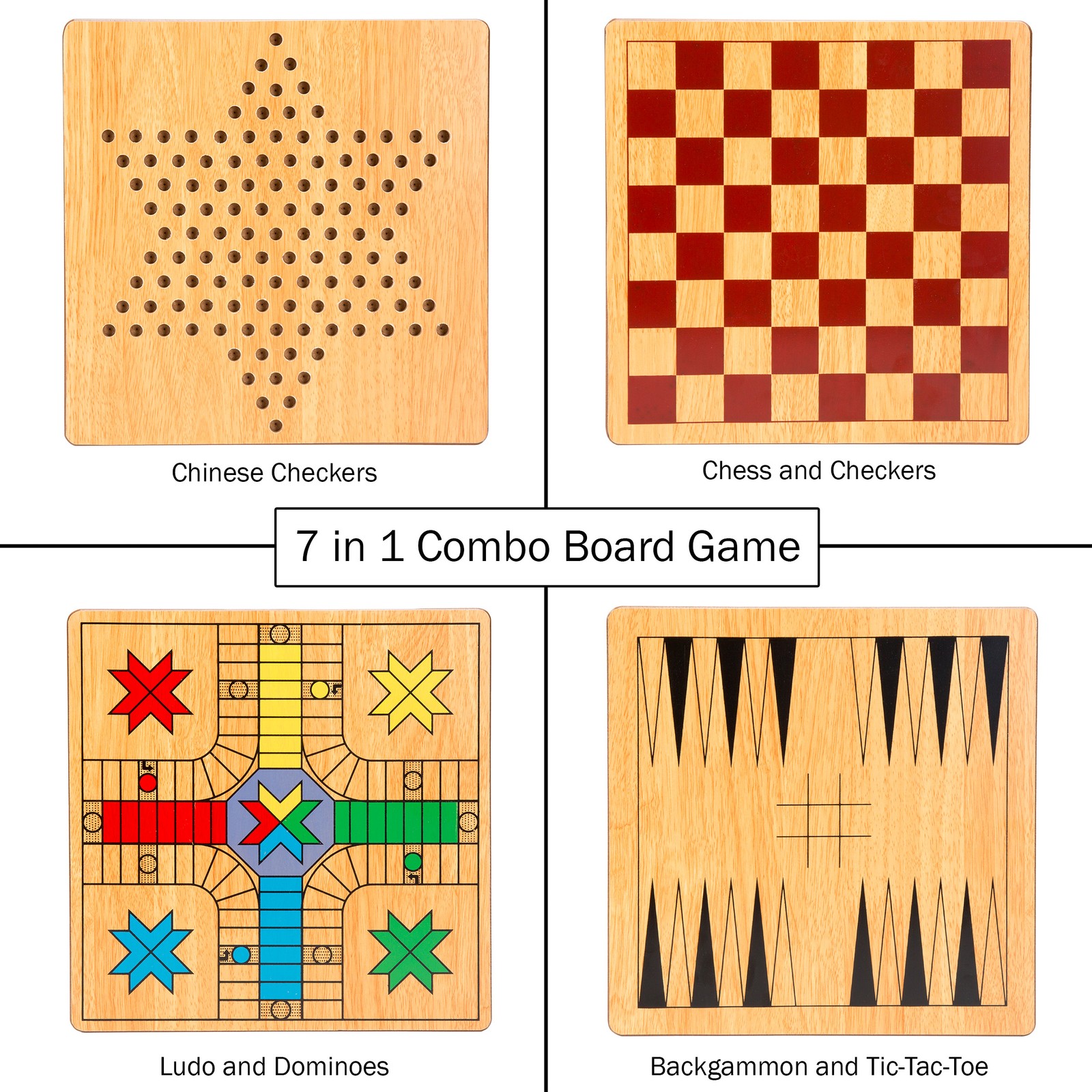 7 in 1 Travel Game Set Chess Chinese Checkers Dominoes 12 X 11.5 Inches
