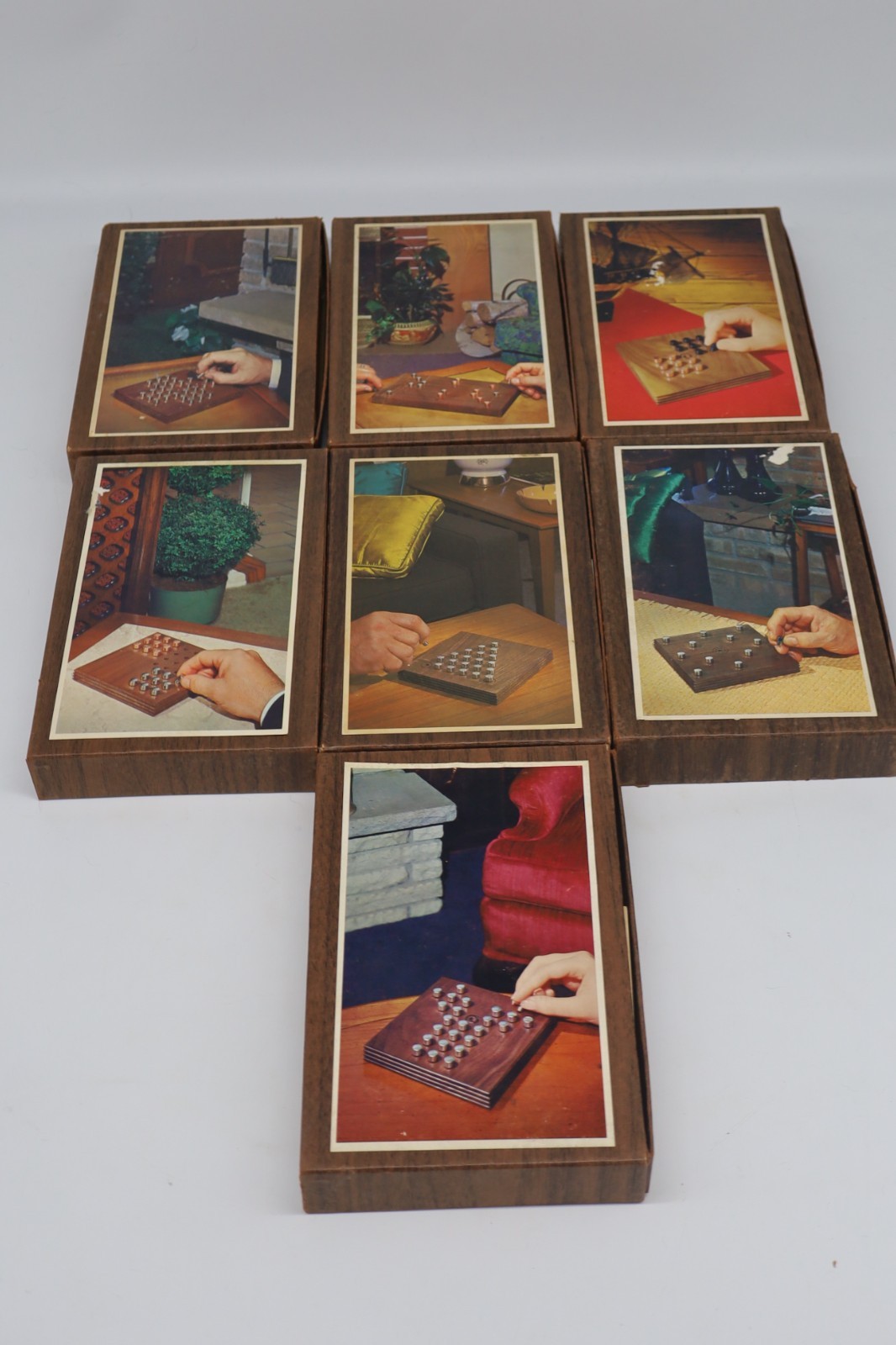 Vintage Hoyle Official Games Walnut Puzzle Set Complete 7 Games Stancraft 1964