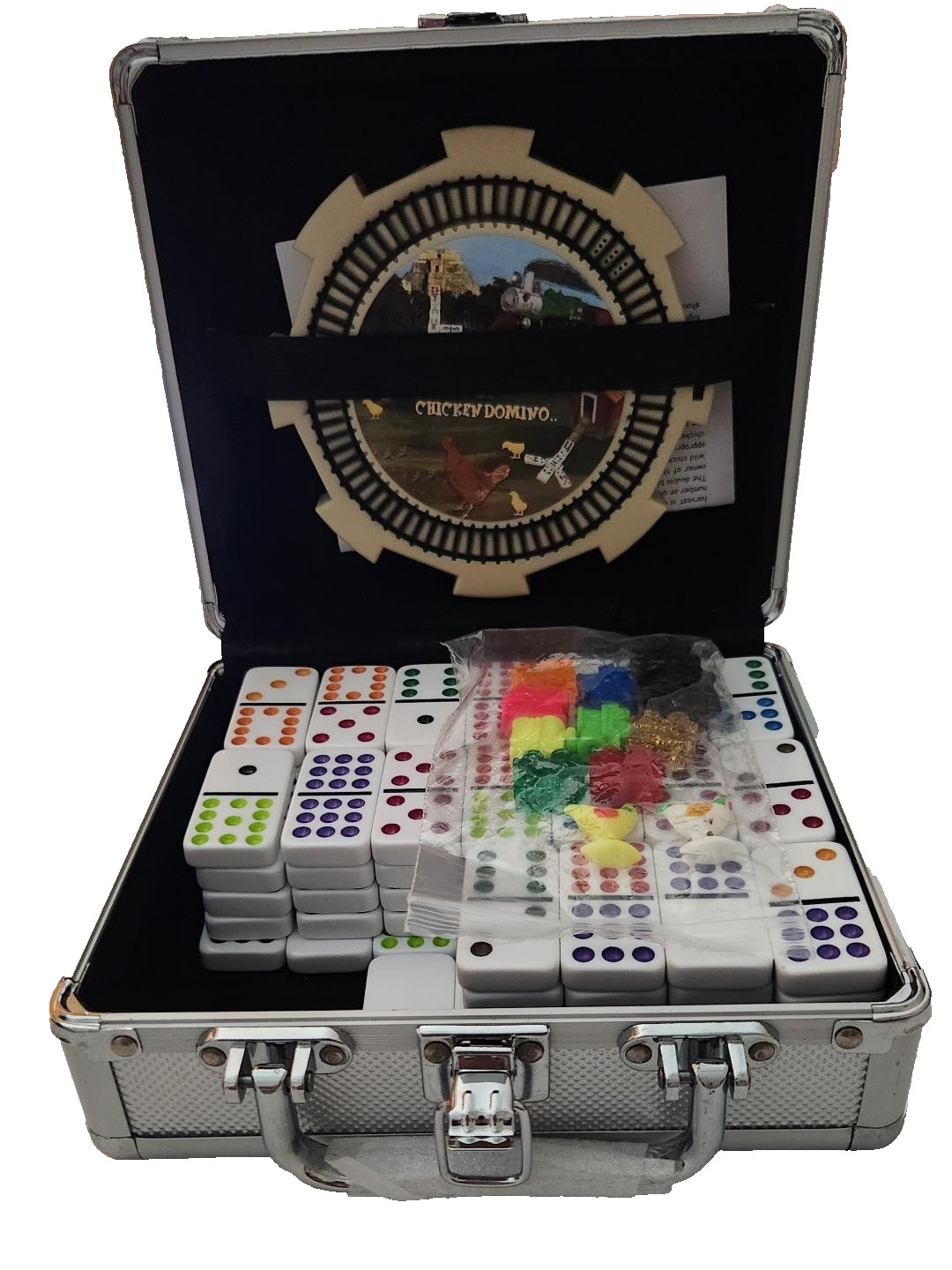 Mexican Train & Chicken Domino Set, Professional Set of 91, Double of 12