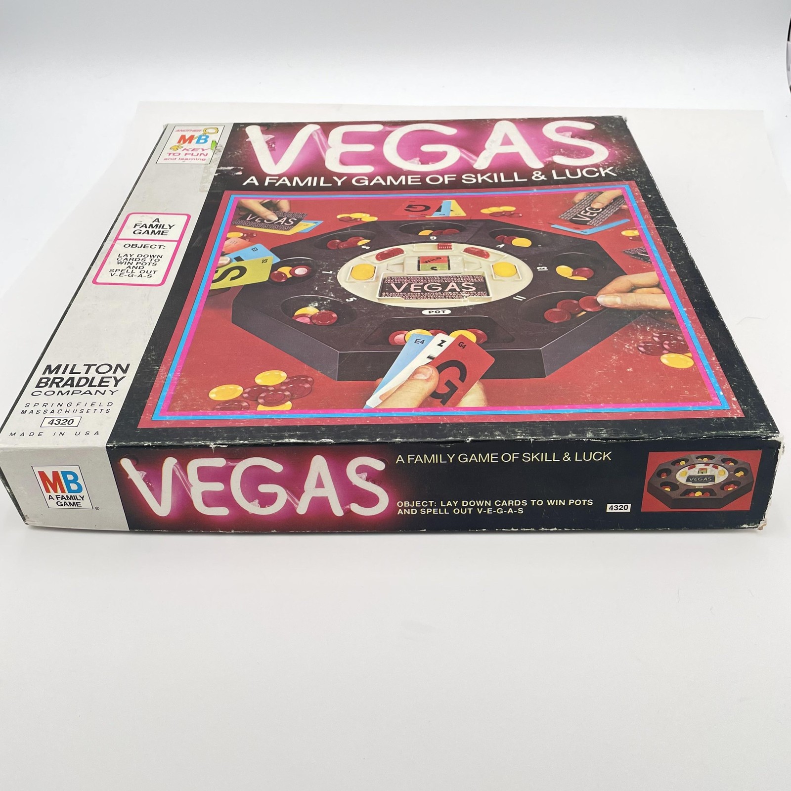 Milton Bradley MB Vegas Board Game 4320 Family Skill & Luck Cards Chips USA