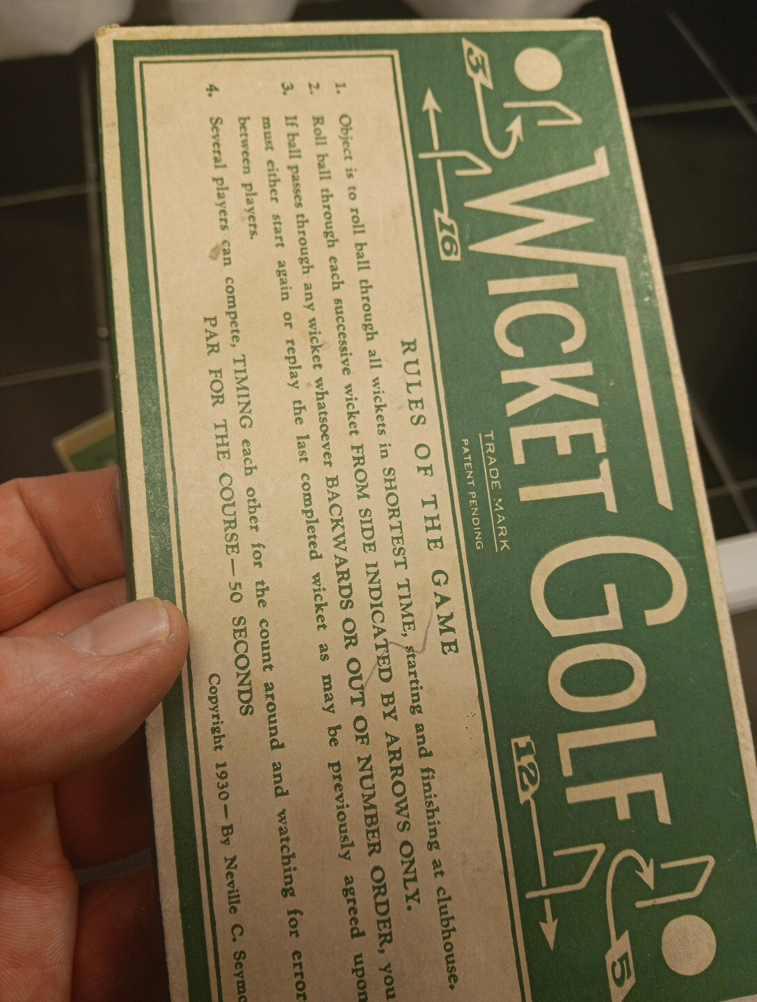 Vintage 1930 Wicket Golf Dexterity Game Neville C. Seymour Complete with Ball