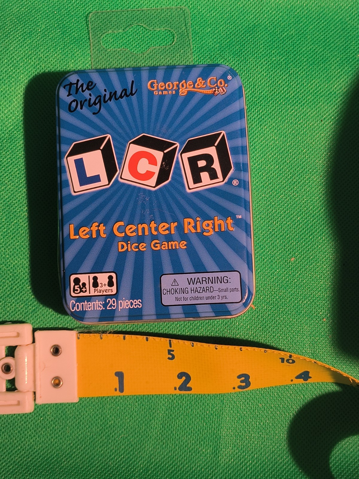 Left Center Right Dice Game Blue LCR Tin Box Family Strategy Easy NEW AND SEALED