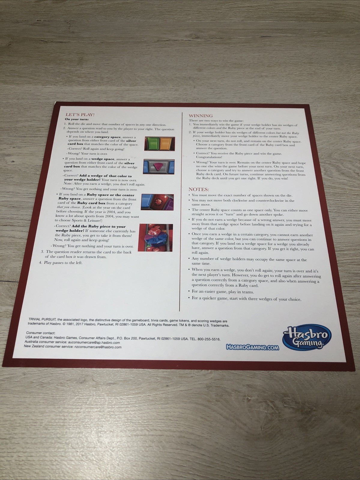 TRIVIAL PURSUIT 40th ANNIVERSARY Ruby Edition Board Game Hasbro 2018 COMPLETE!