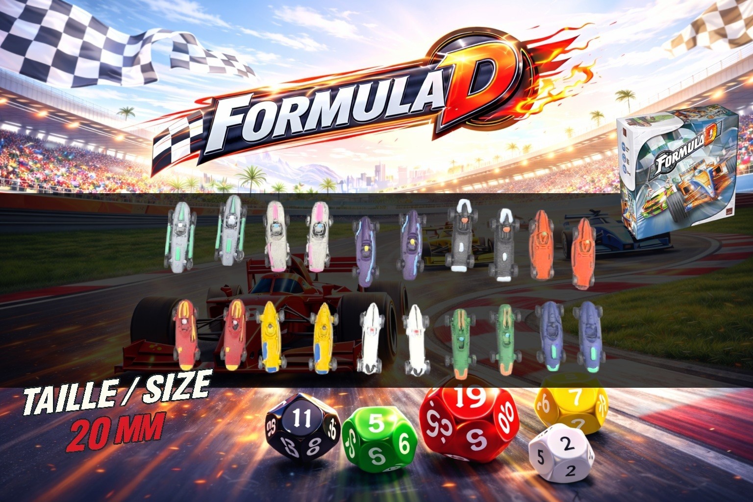 Formula D Vintage F1 Cars Set | 20 Classic Formula One Miniatures | Board Game
