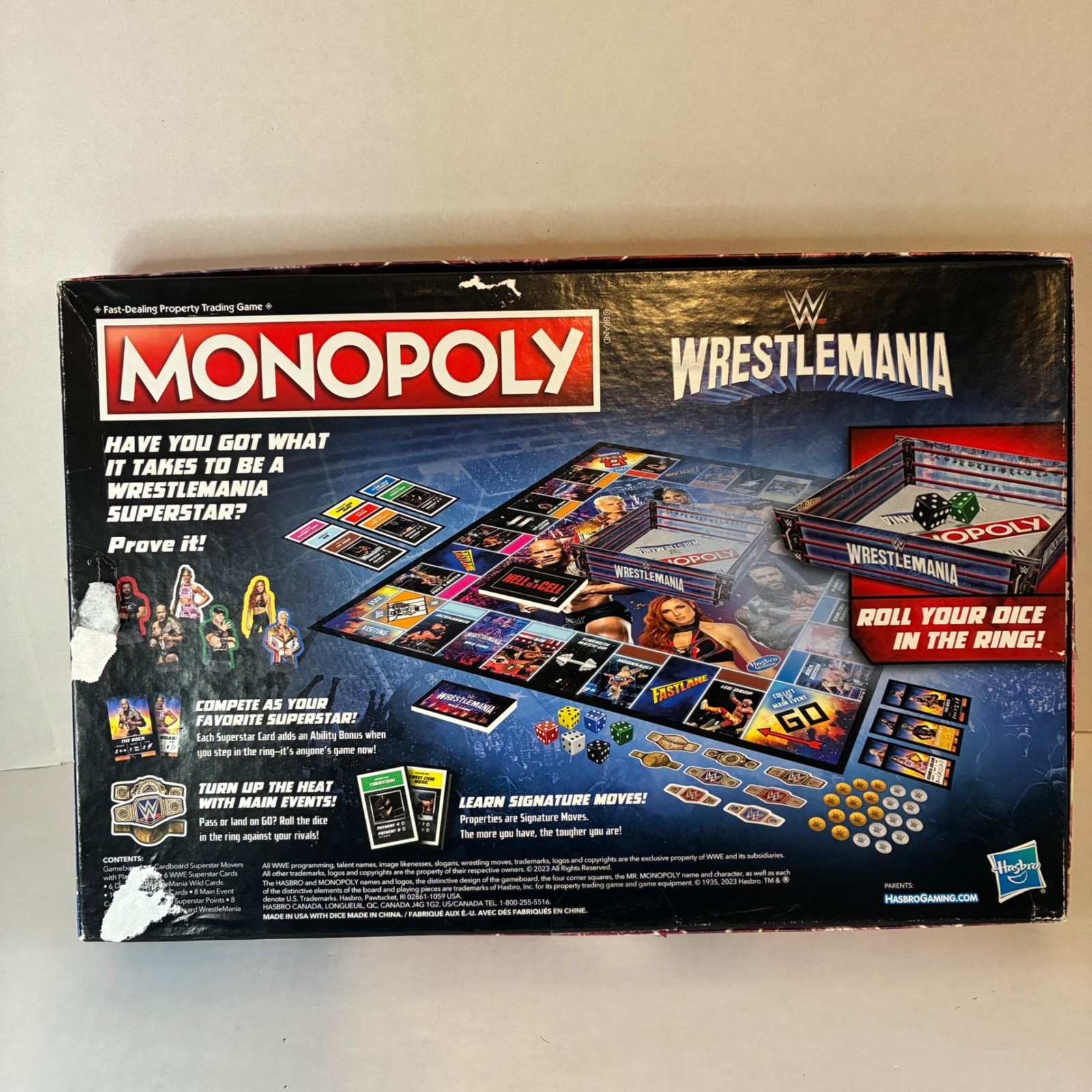 Monopoly WWE WrestleMania Board Game Hasbro Gaming 2023 Complete Edition