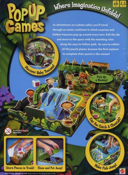 Rainforest Safari Pop Up Kids Board Games Mattel 3D Open & play -2 to 4 players