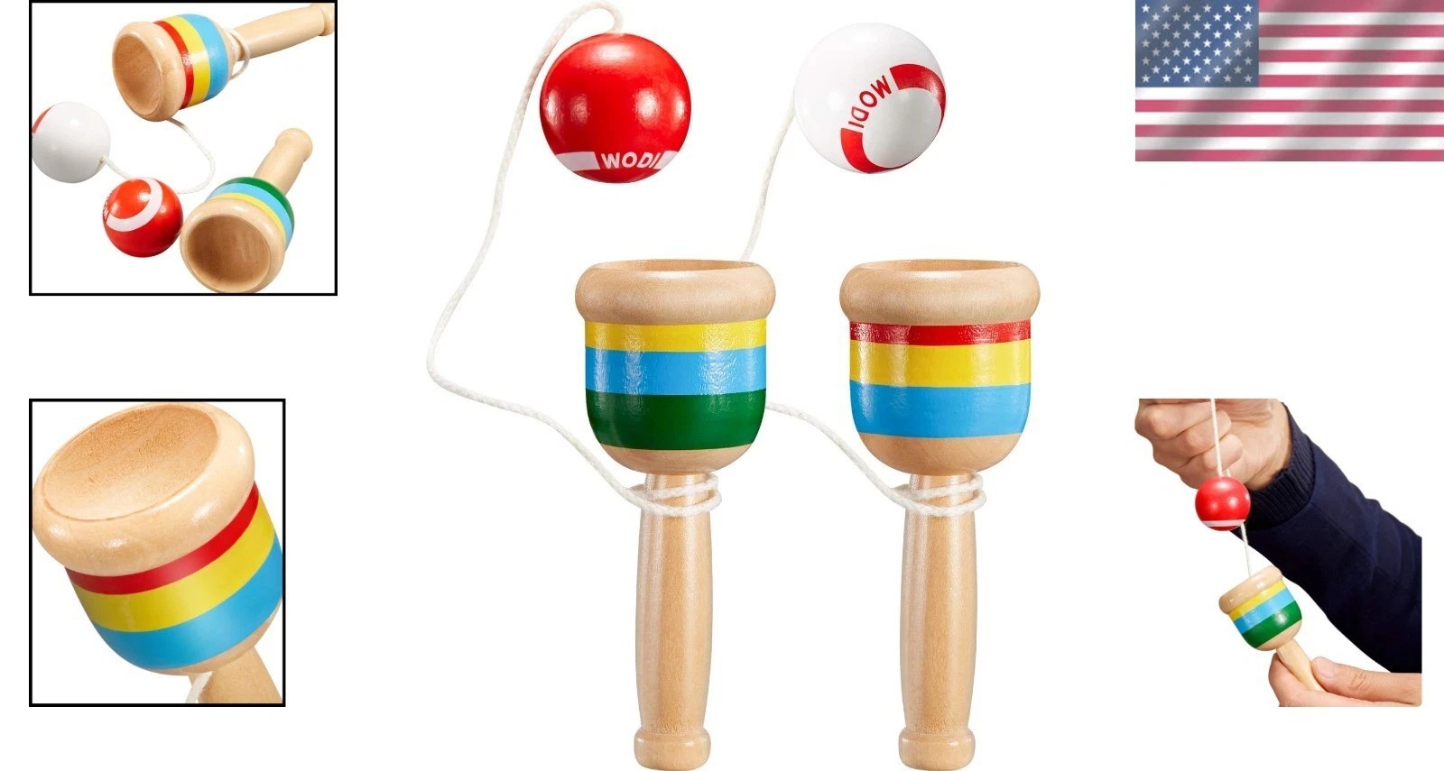 Durable Wooden Jacks Game with Paddle for Youth – Hand-Eye Coordination