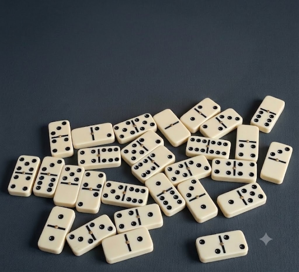 Double Six Dominoes Set Wooden Box Brass Spinners 28 Pcs Gift