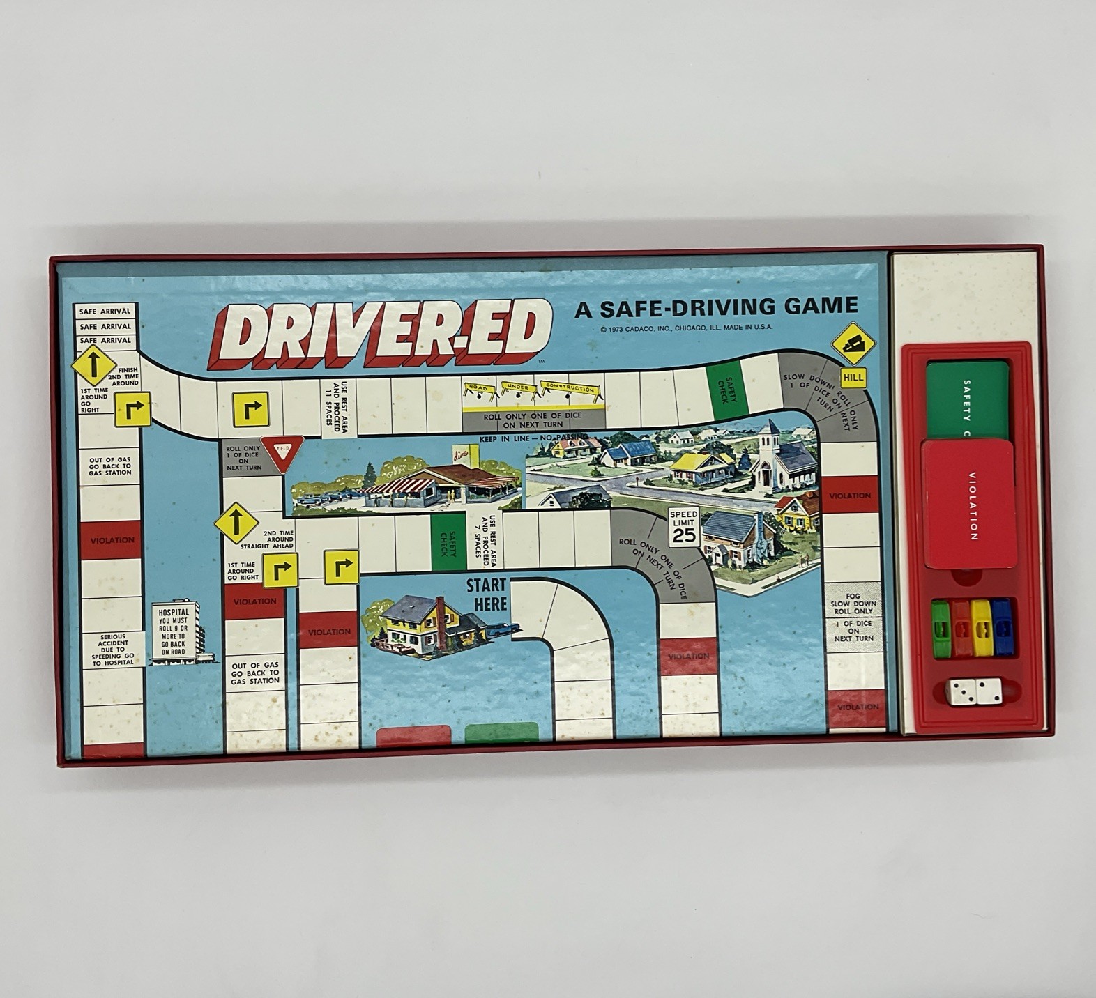 Vintage 1971 OFFICIAL DRIVERS-ED The Driver Education Board Game Cadaco COMPLETE