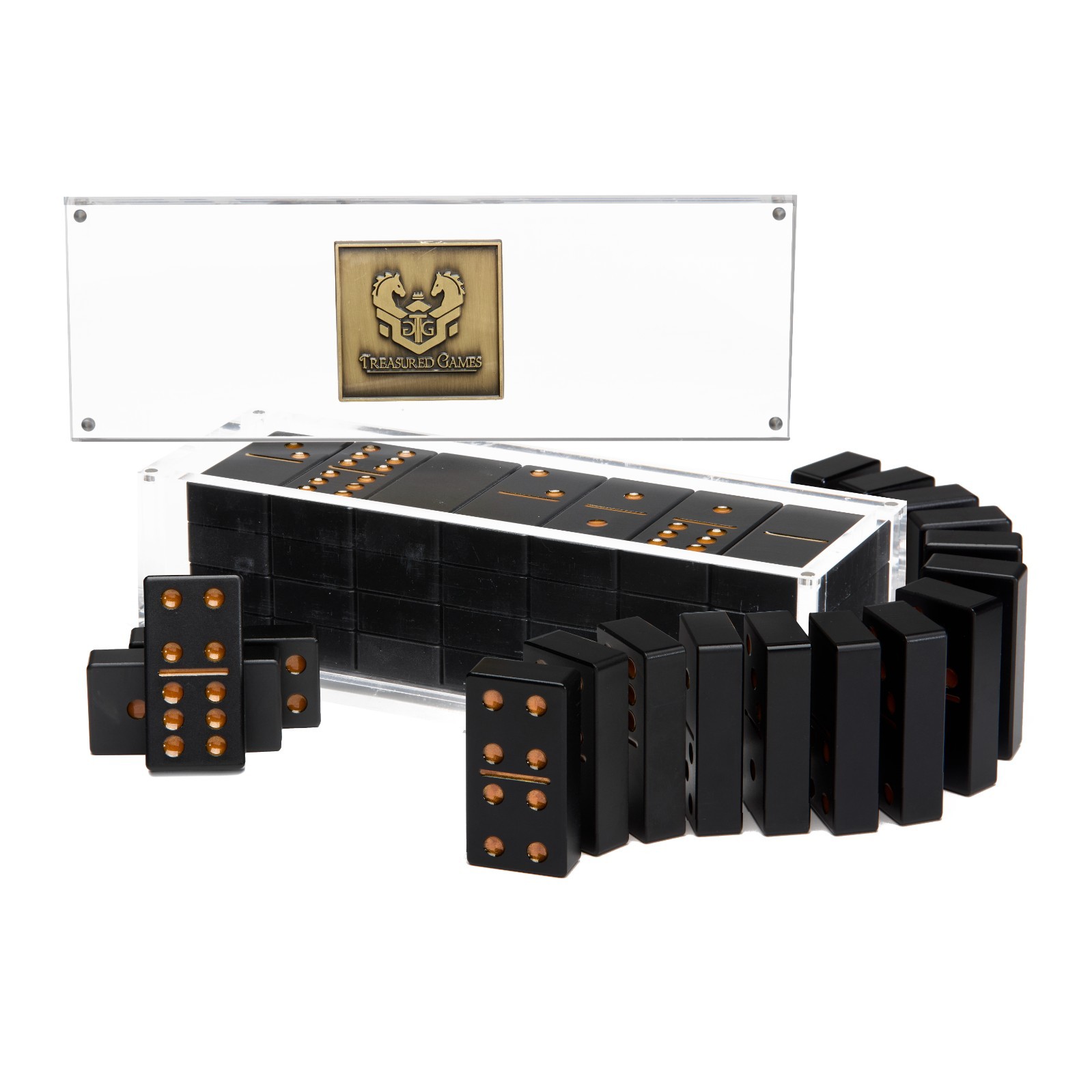 Premium Aluminum Double Six Dominoes Set – Black