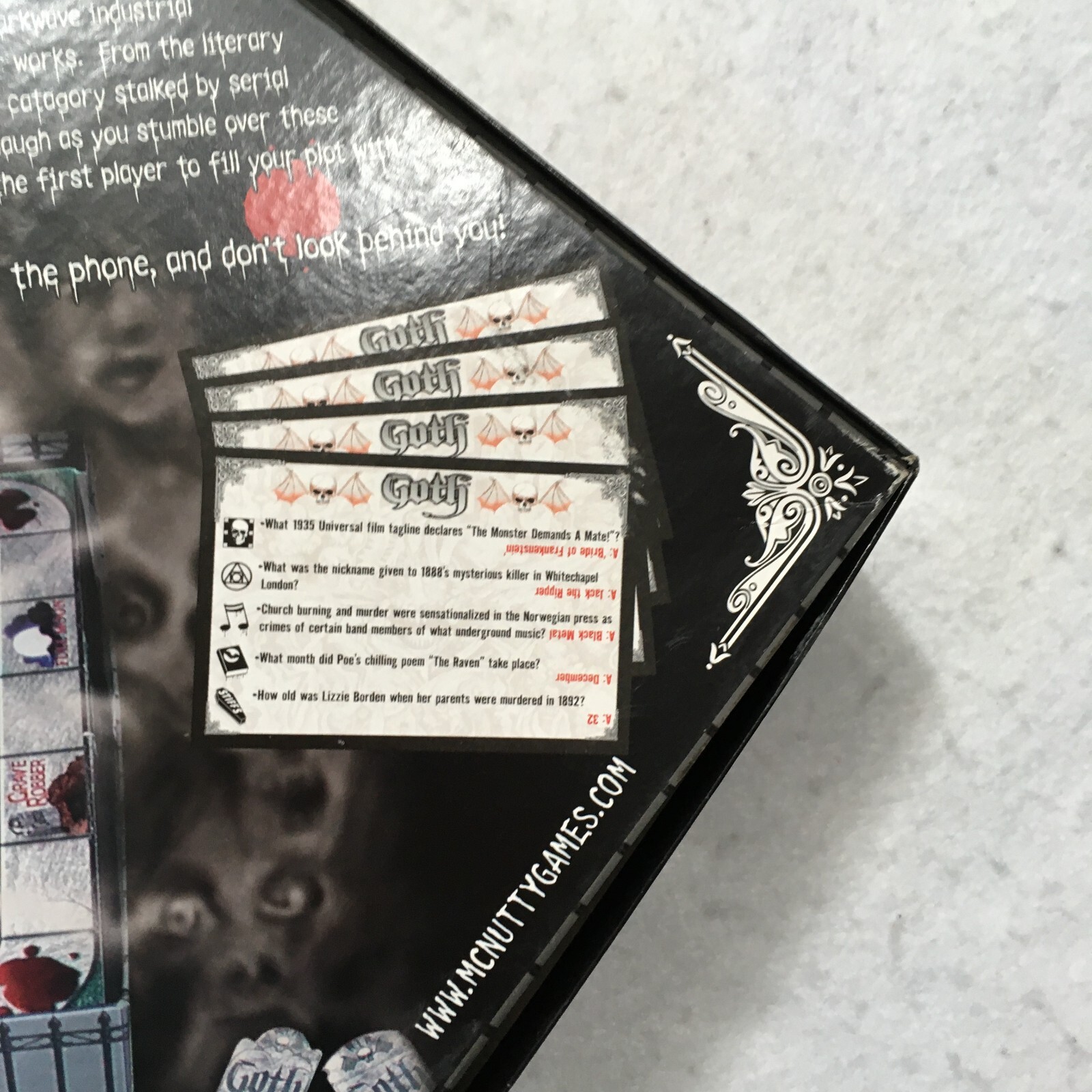 Goth The Game Of Horror Trivia Board Game 2002 Cult Halloween