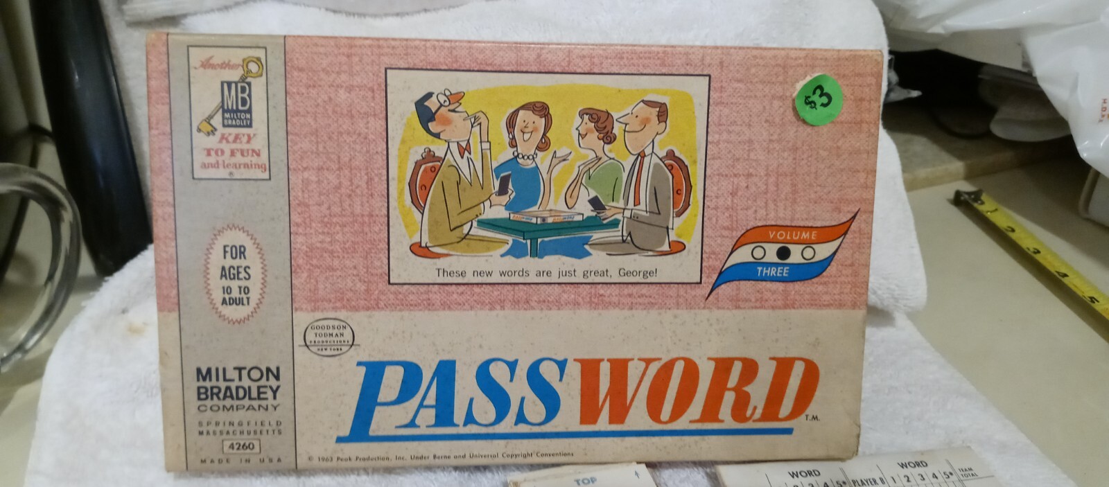 ORIGINAL/VINTAGE, 1963 PASSWORD Game By Milton Bradley Co – Volume Three, #4260