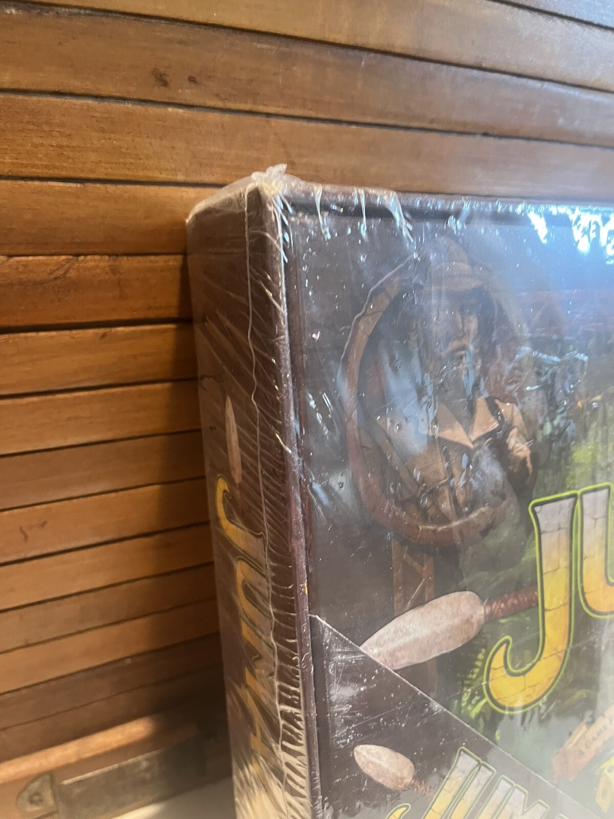 Jumanji The Game Wooden Box Classic Adventure Board Game NEW Plastic Ripped