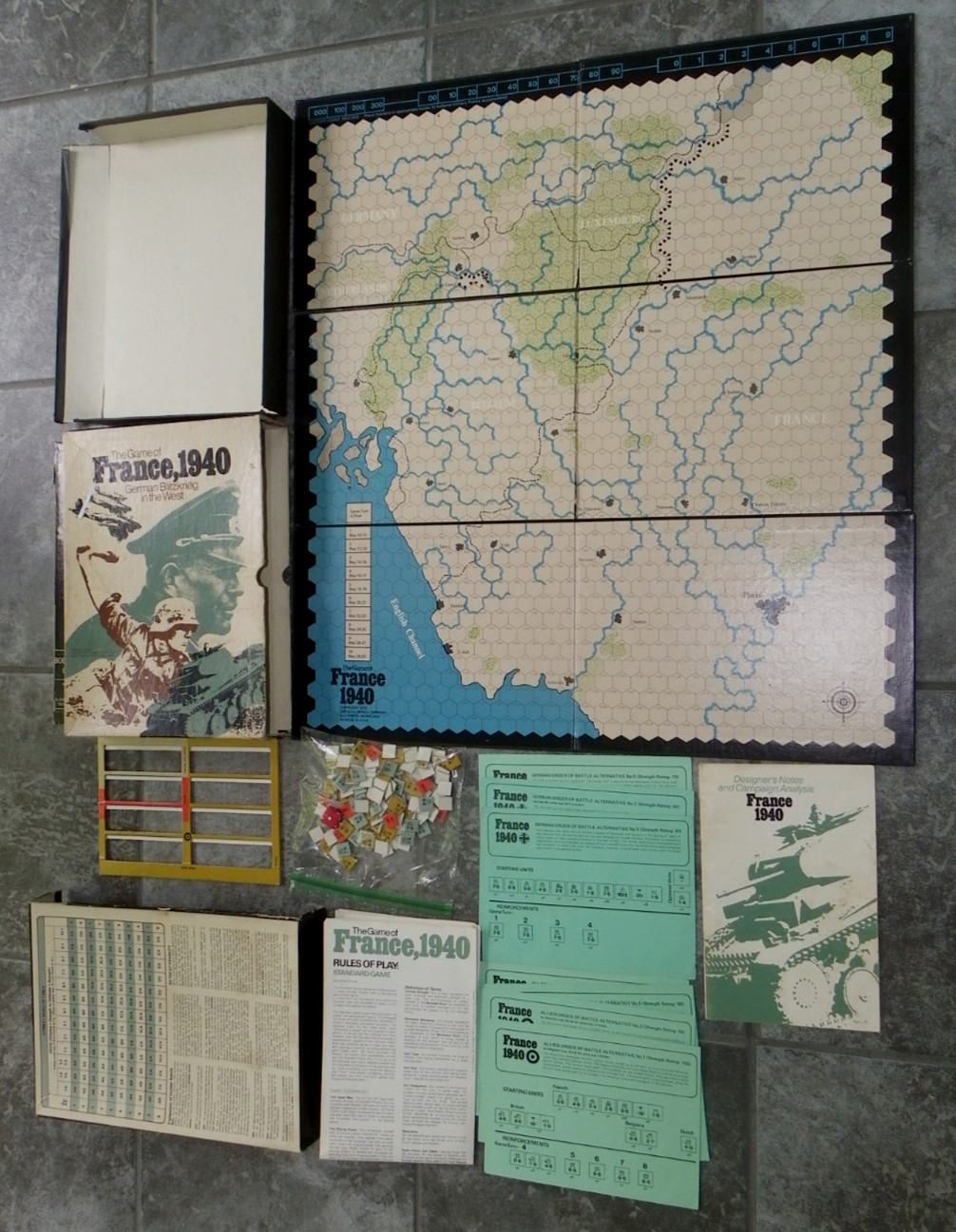 “France 1940” WWII Military Battle Game-Avalon Hill #840-1972-Nearly Complete
