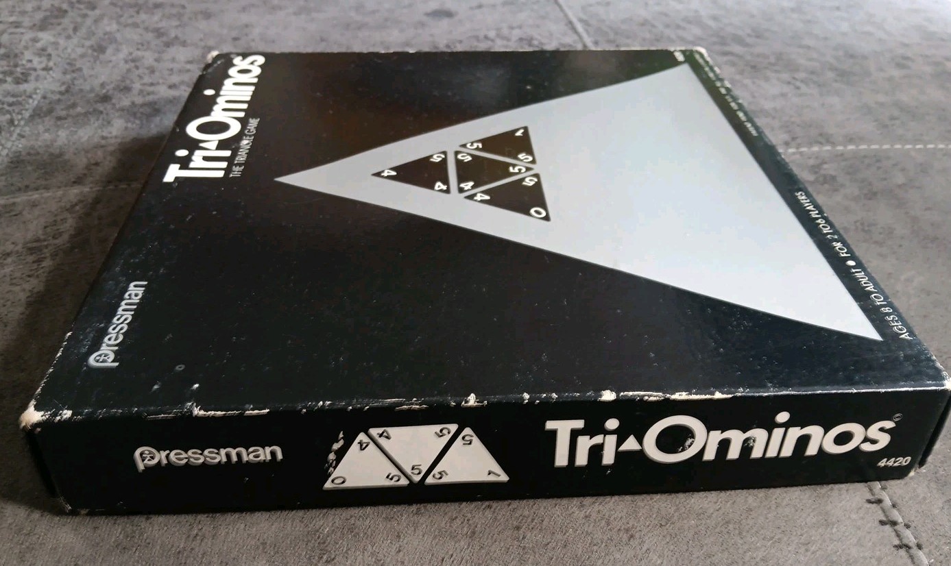 VINTAGE Tri-Ominos THE TRIANGLE GAME – Original Box – Pressman #4420