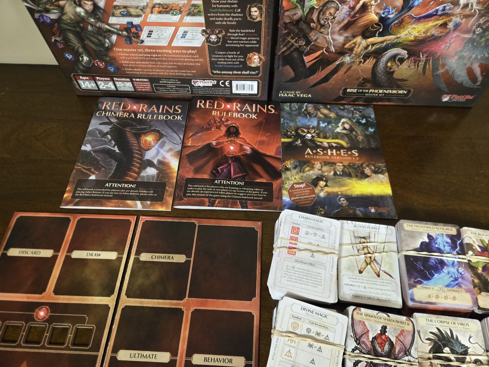 Ashes Reborn Rise of the Phoenixborn Master Set, Red Rains & multiple expansions
