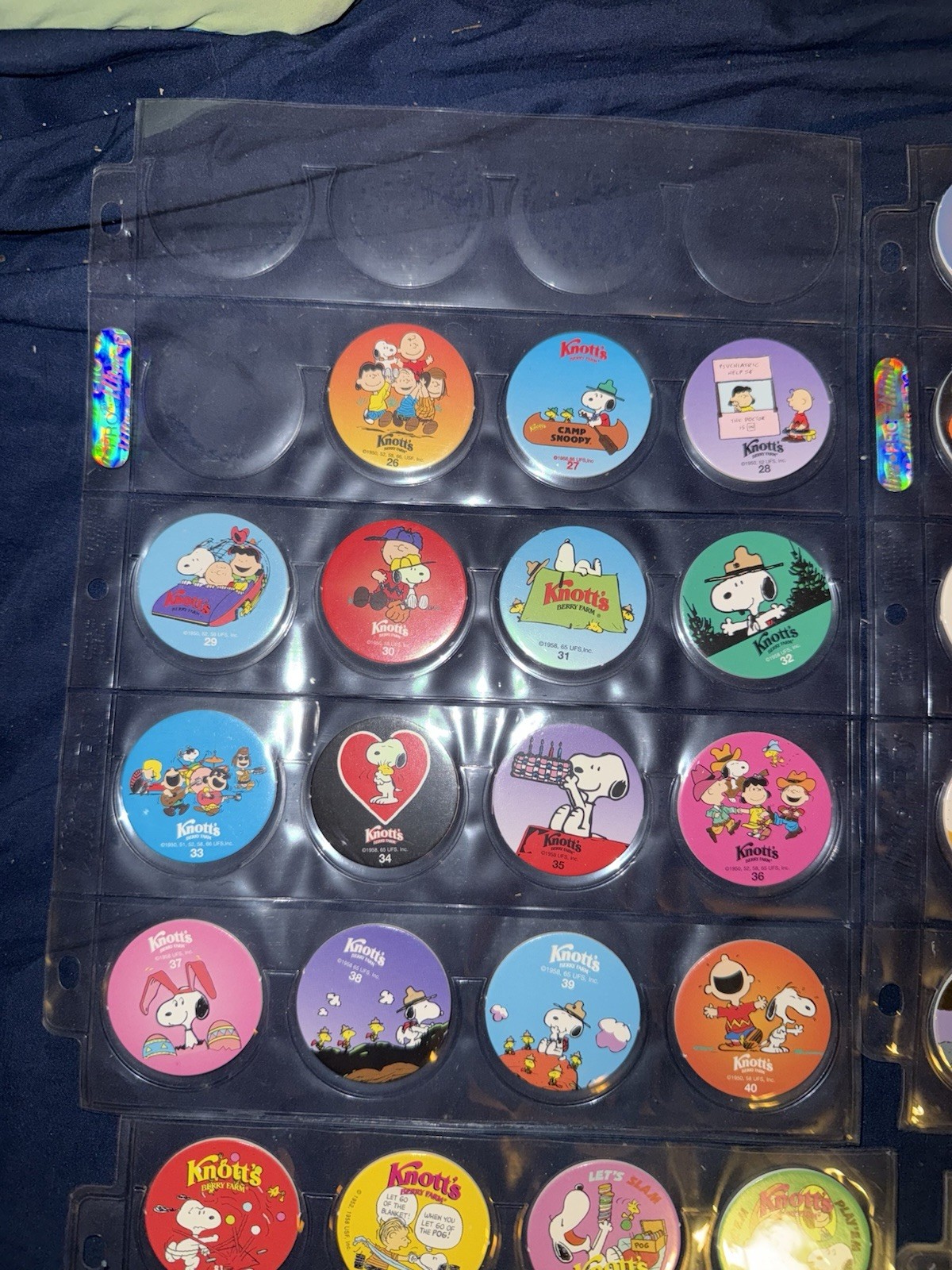 Knotts berry farms Pogs set 95 vintage pog milk caps Peanuts Snoopy