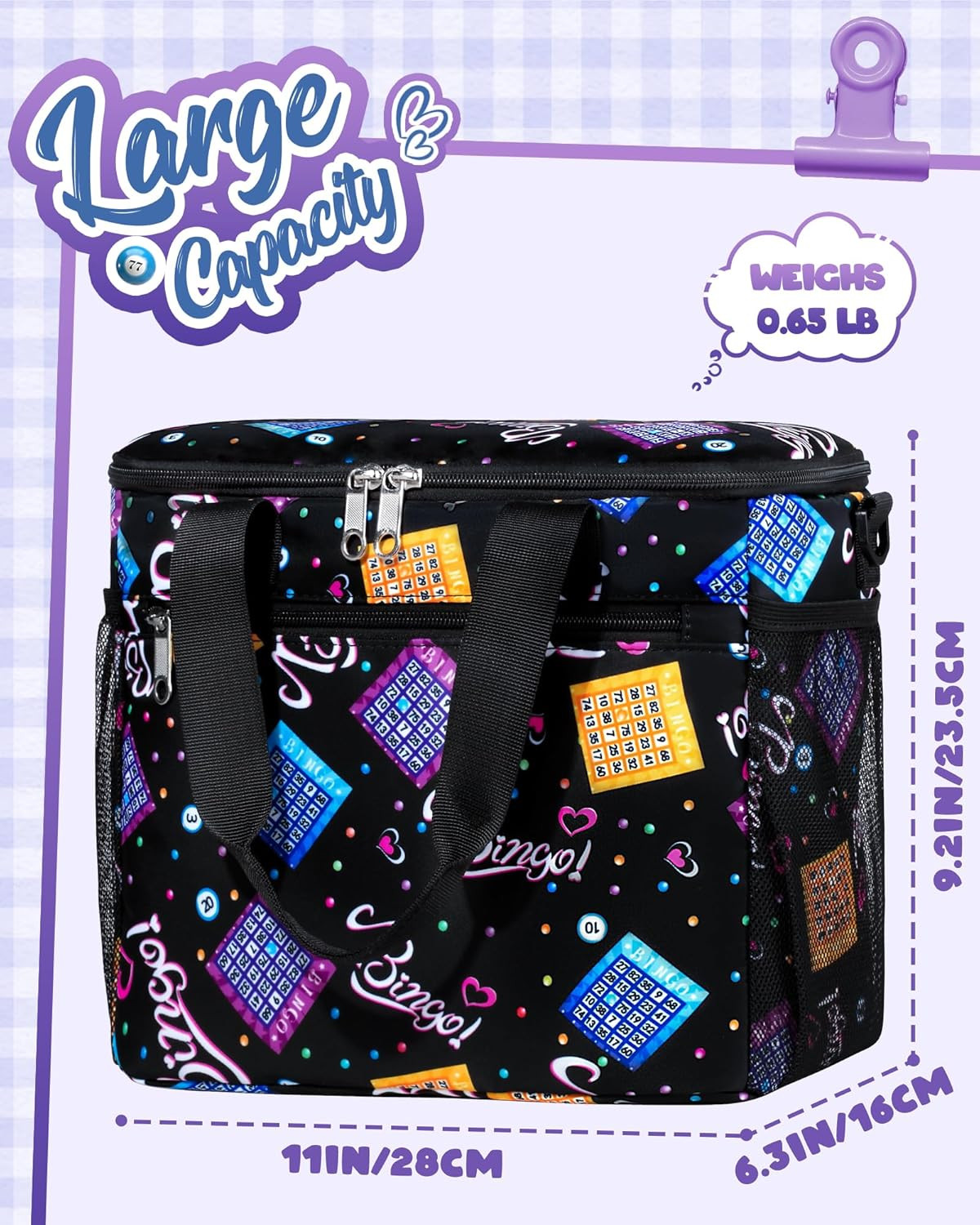 Bingo Bag for Bingo Set Stuff Supplies Bingo Bags with Pockets for Bingo Daubers