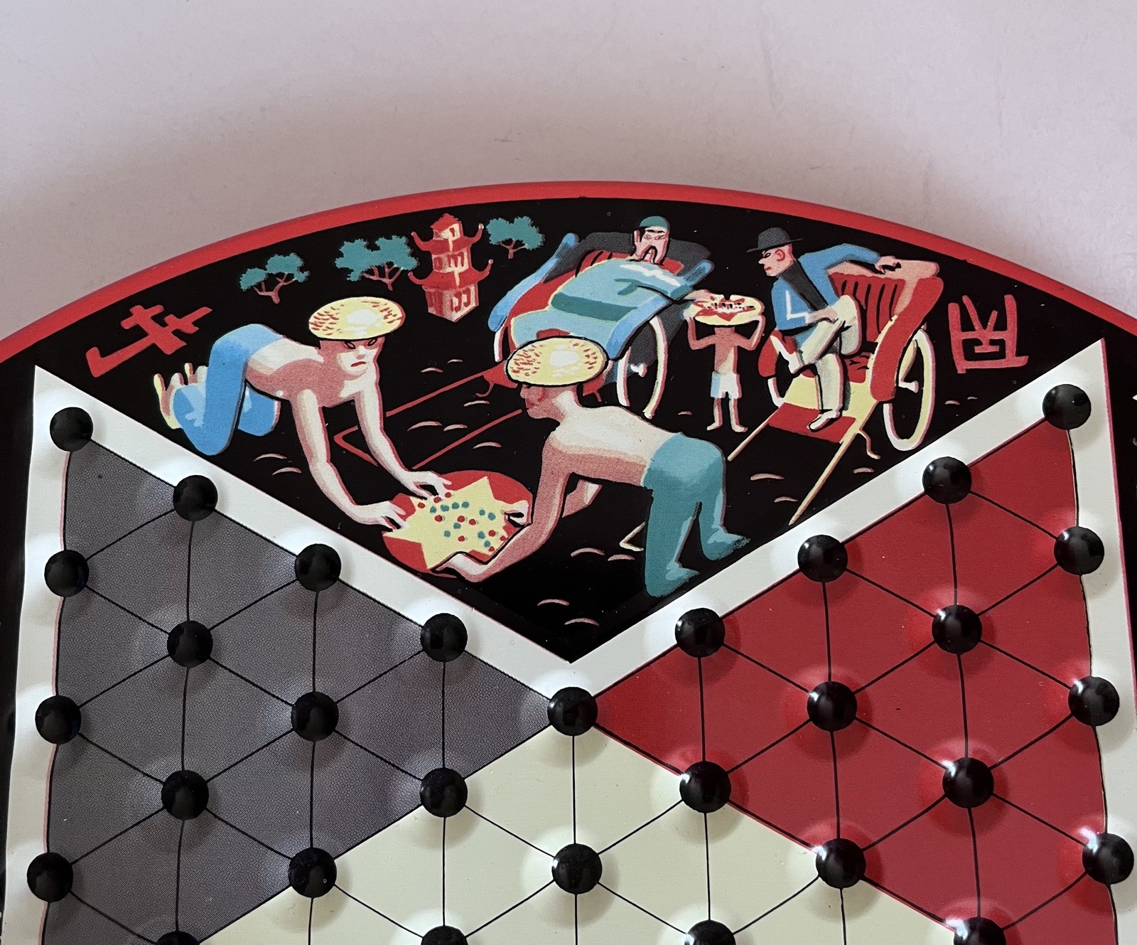 Vintage Chinese Checkers Pixie Game by Steven St Louis Box w/Colorful Marbles
