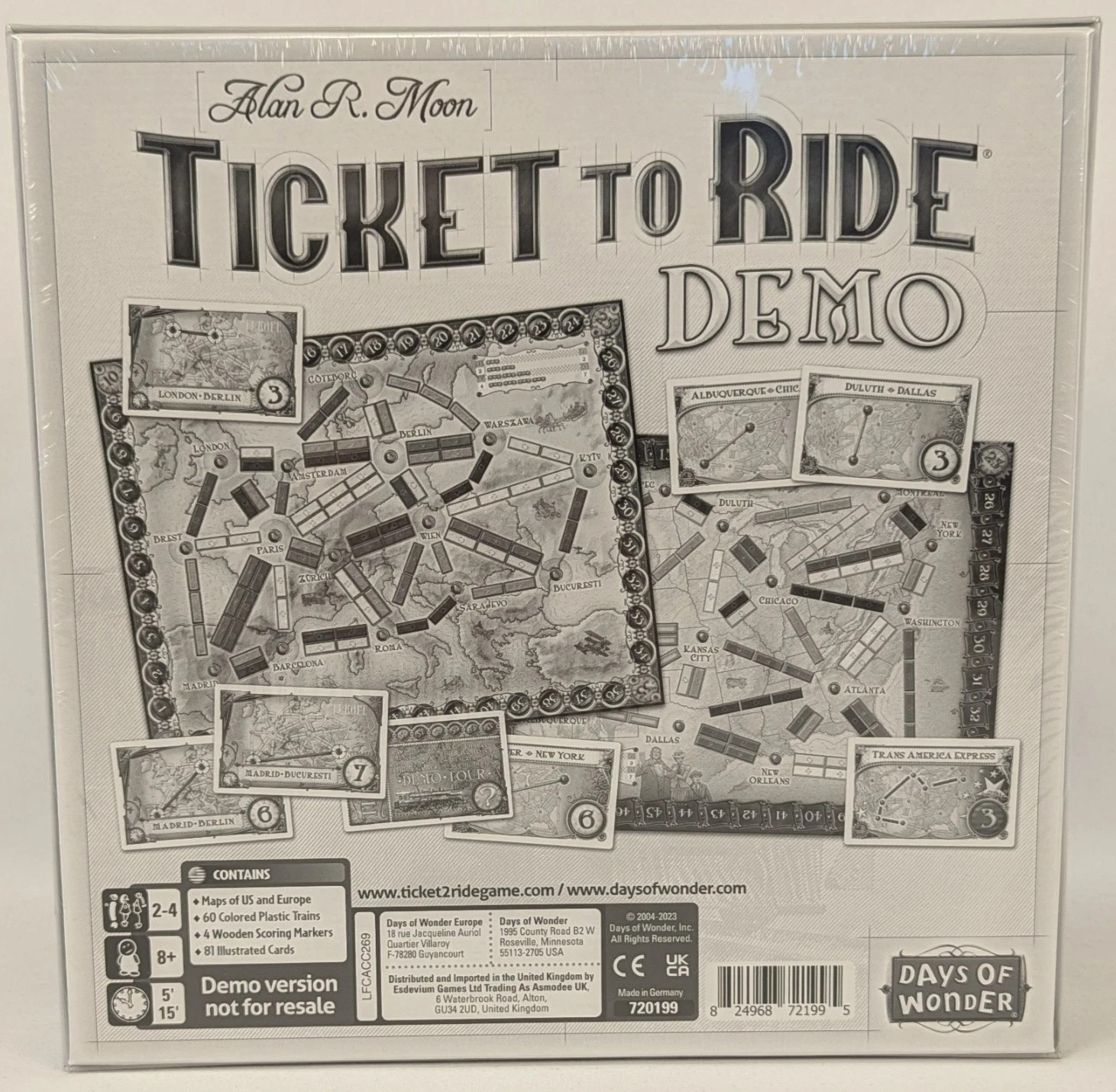 Ticket To Ride Demo Board Game Alan R Moon 2023 Days of Wonder Sealed D3