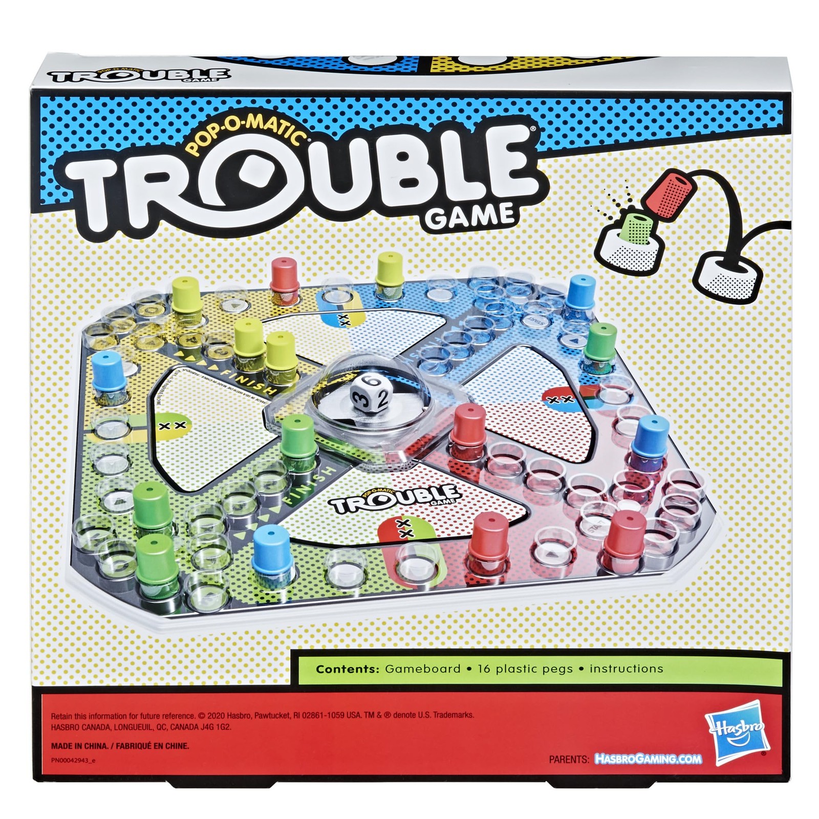 Hasbro Gaming Trouble Board Game for Kids Ages 2.0 H x 11.0 L x W, Vary