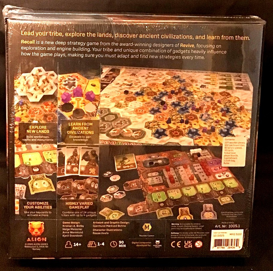 Recall ~ Strategy Board Game ~ First US Printing ~ Alion Games ~ New ~ OEJ