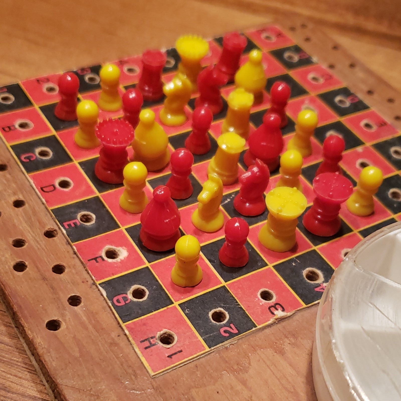 Vintage Wooden Strategy Board Game with Pegs & Storage Container