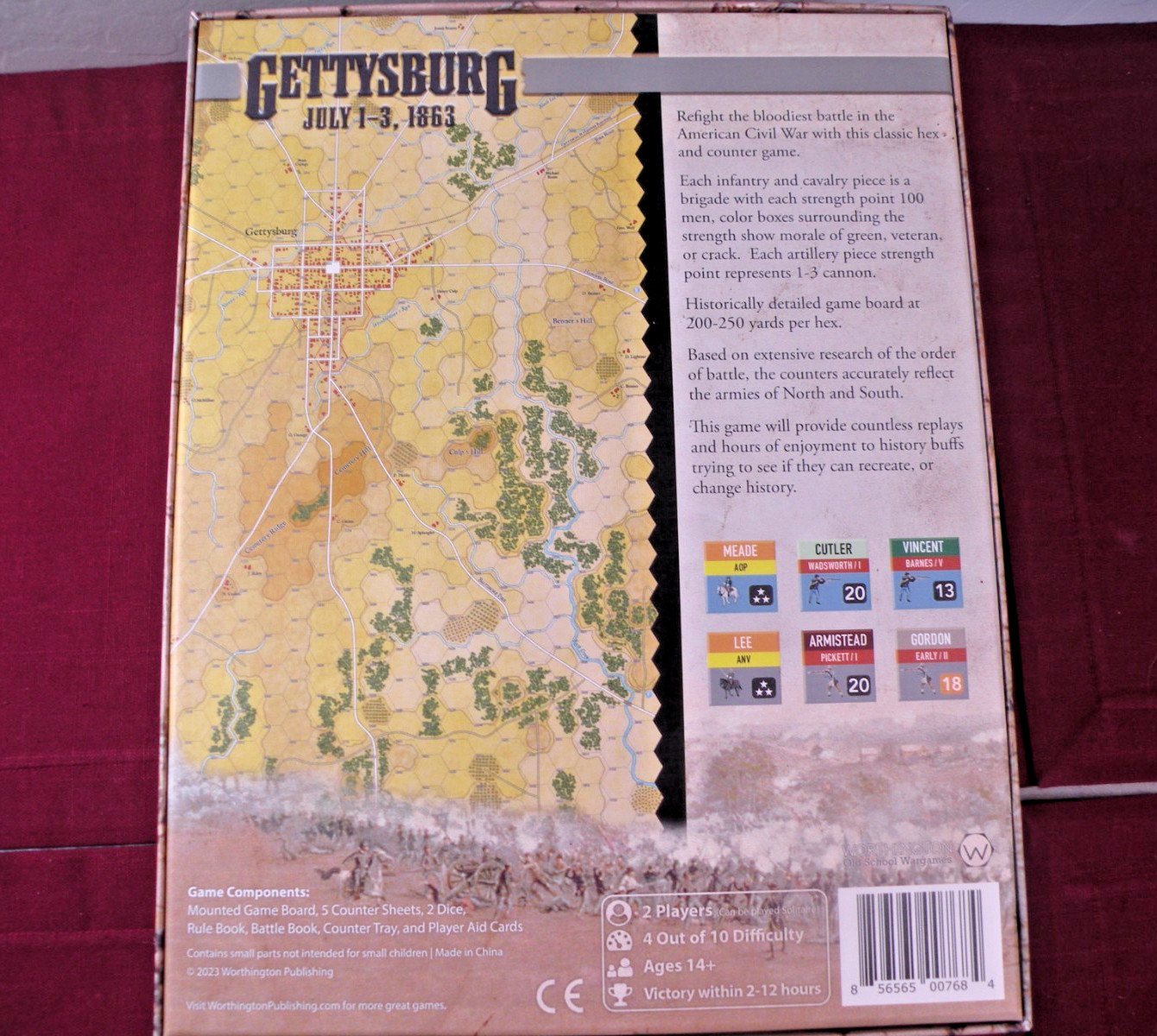 Gettysburg July 1-3 1863 Boardgame Worthington New Open Box Unpunched