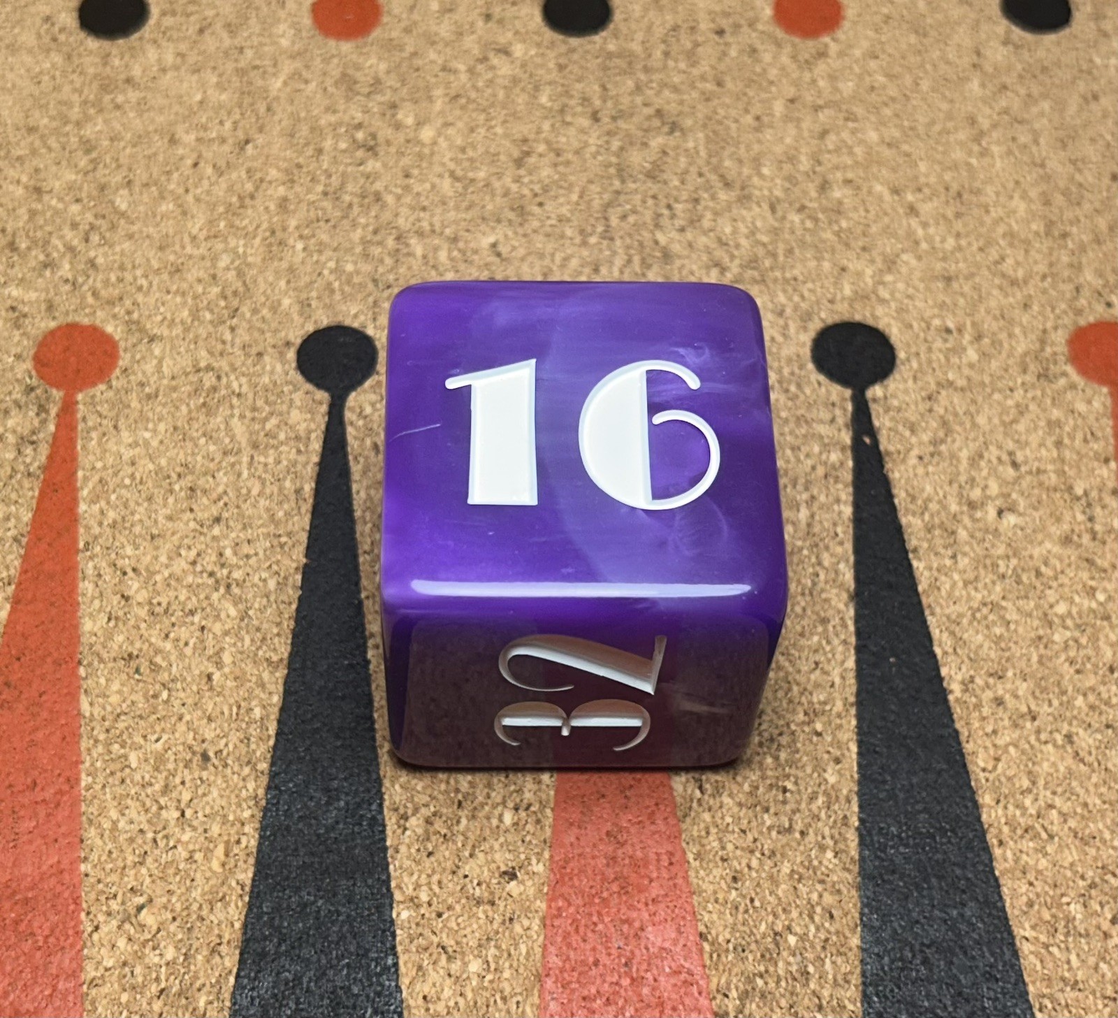 1.5” Marbled Purple Backgammon Doubling Cube with Art Deco Engraving
