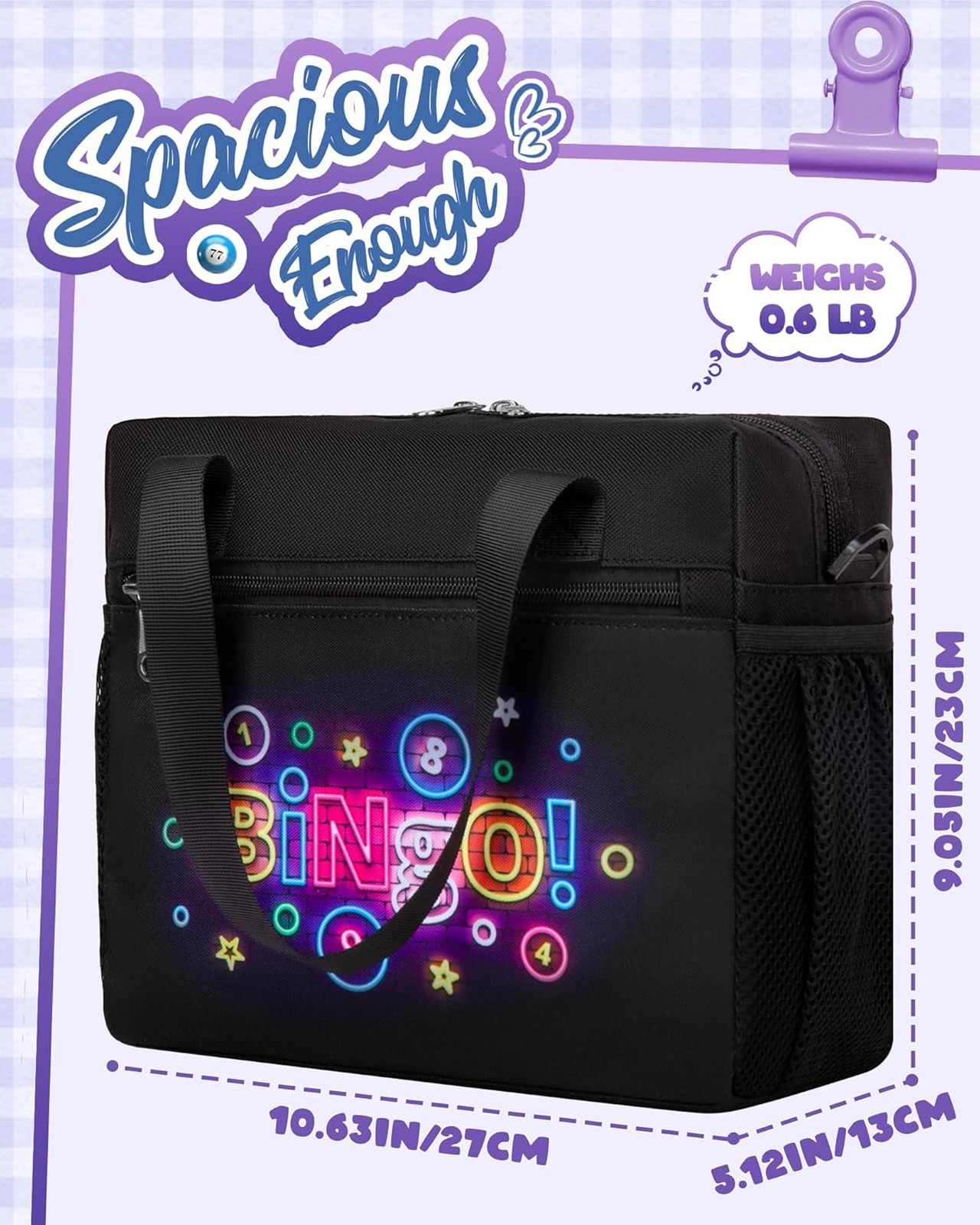 Bingo Bag for Daubers Water Resistant Organizer with Pockets for Adults Seniors