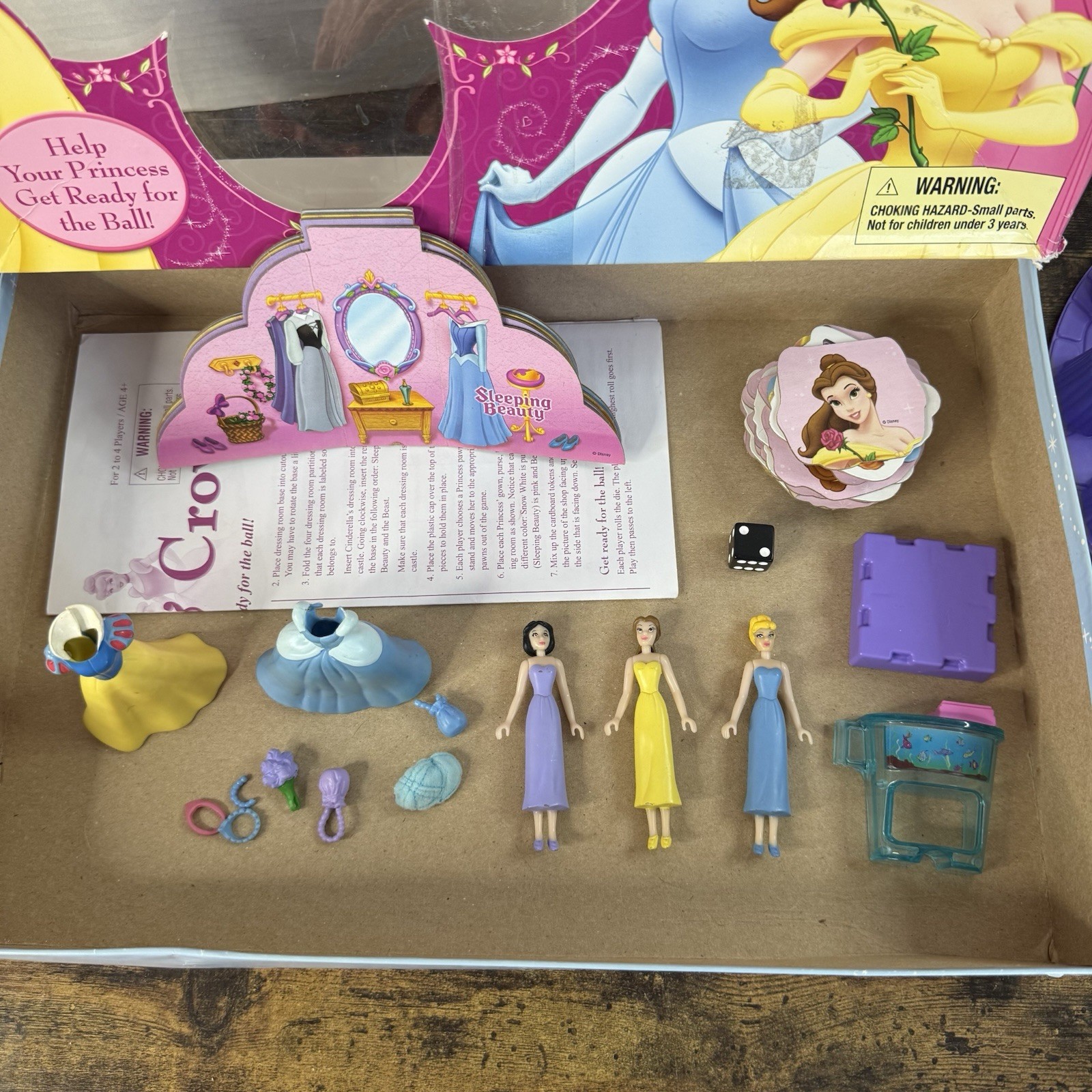 Disney Princess Gowns & Crowns Game 2005 MADE IN USA MB As Is Game Age 4+ As Is