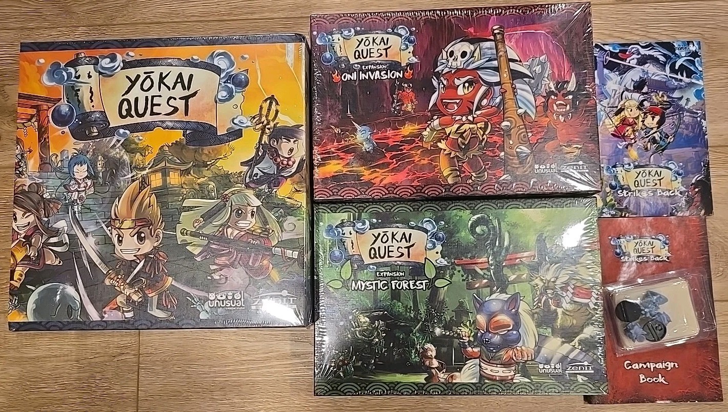 YOKAI QUEST Kickstarter Board Game + Oni Invasion Mystic Forest Updated Rulebook