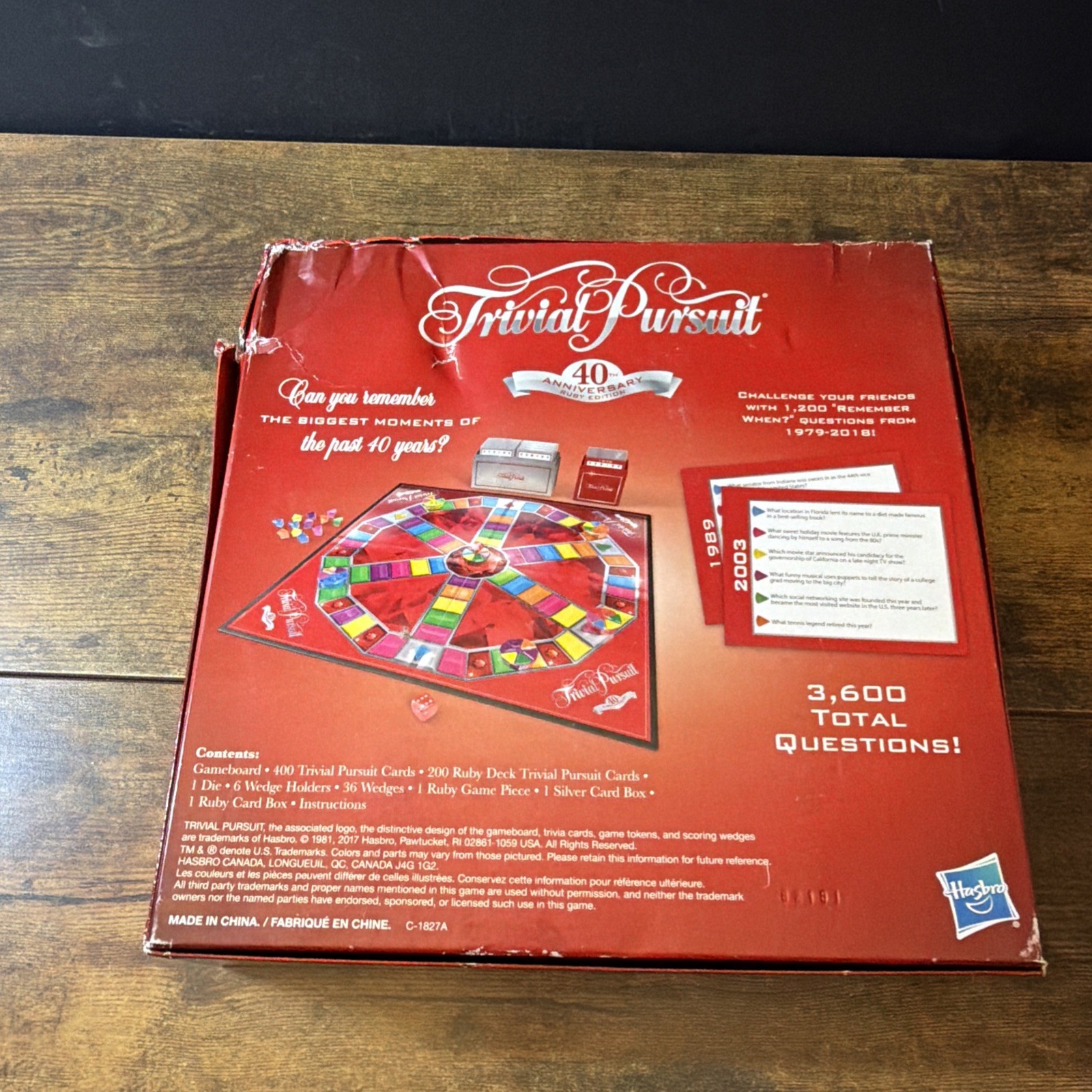 Trivial Pursuit 40th Anniversary Ruby Edition Board Game 100% Complete Set